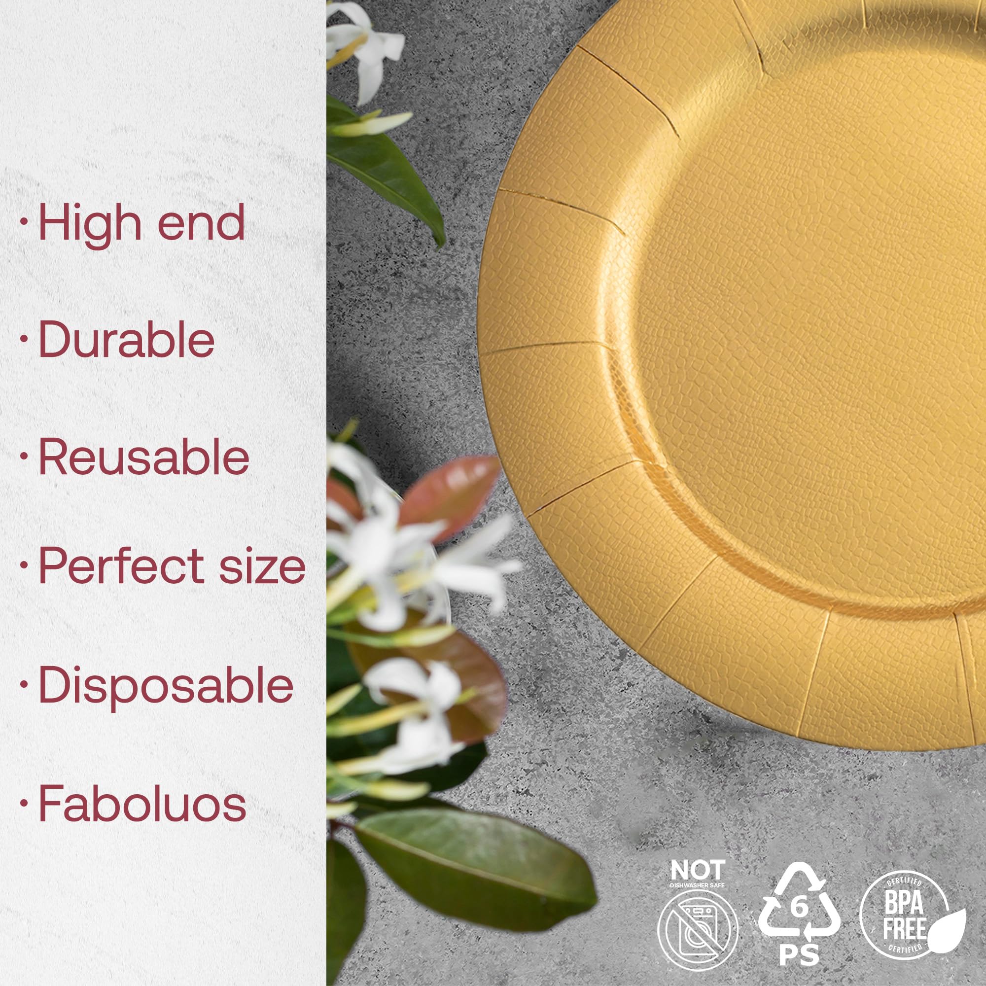 Smarty Had A Party 13 Inch Gold Disposable Charger Plates - 120 Pcs Heavy Duty Paper Dinner Plates for Weddings, Parties & Special Events - Elegant Tableware for Buffets, Catering & Formal Dining