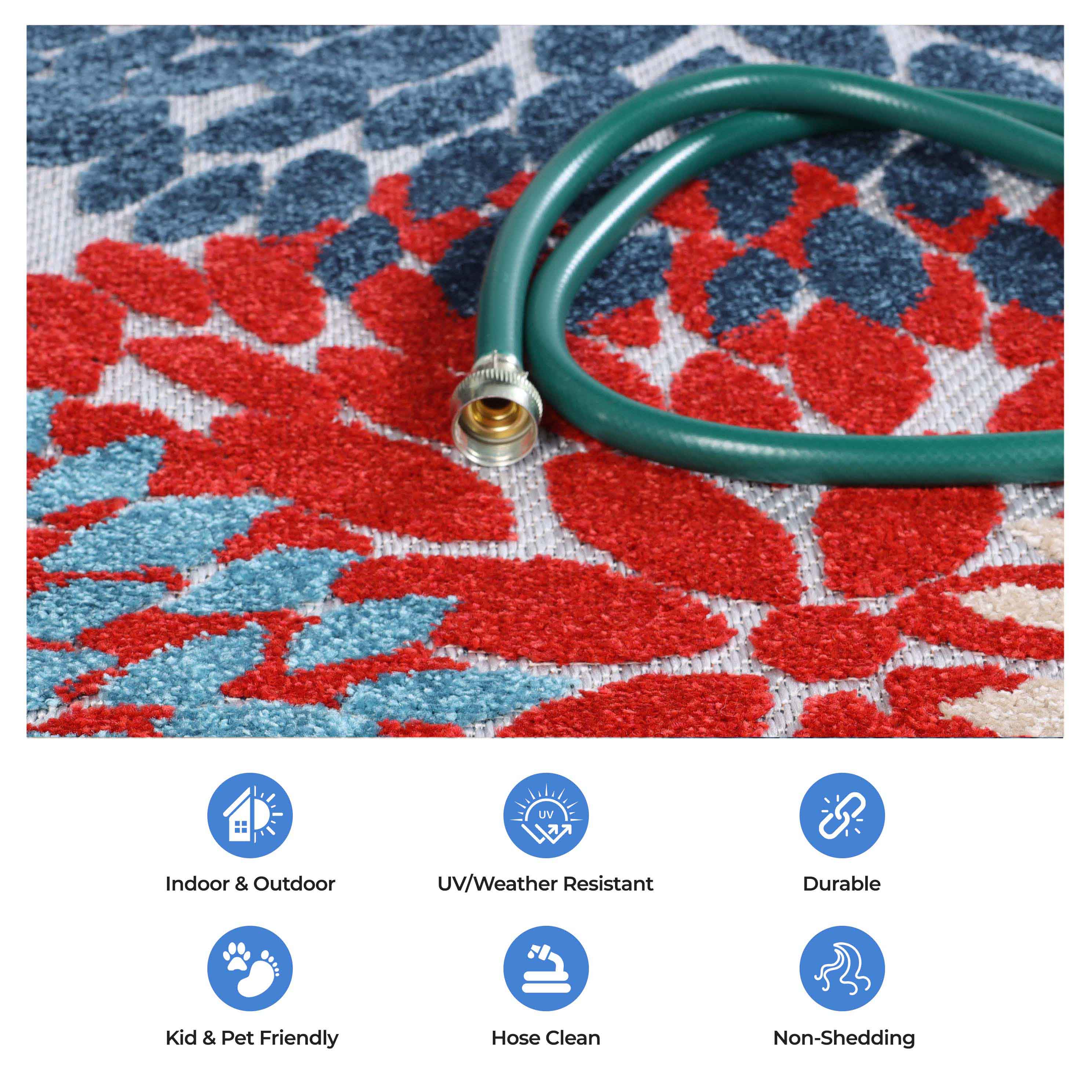Premium Hydrangea Floral Medallion Area Rug - Indoor/Outdoor Use - Perfect for Living Room, Bedroom, Patio & Garden Decor