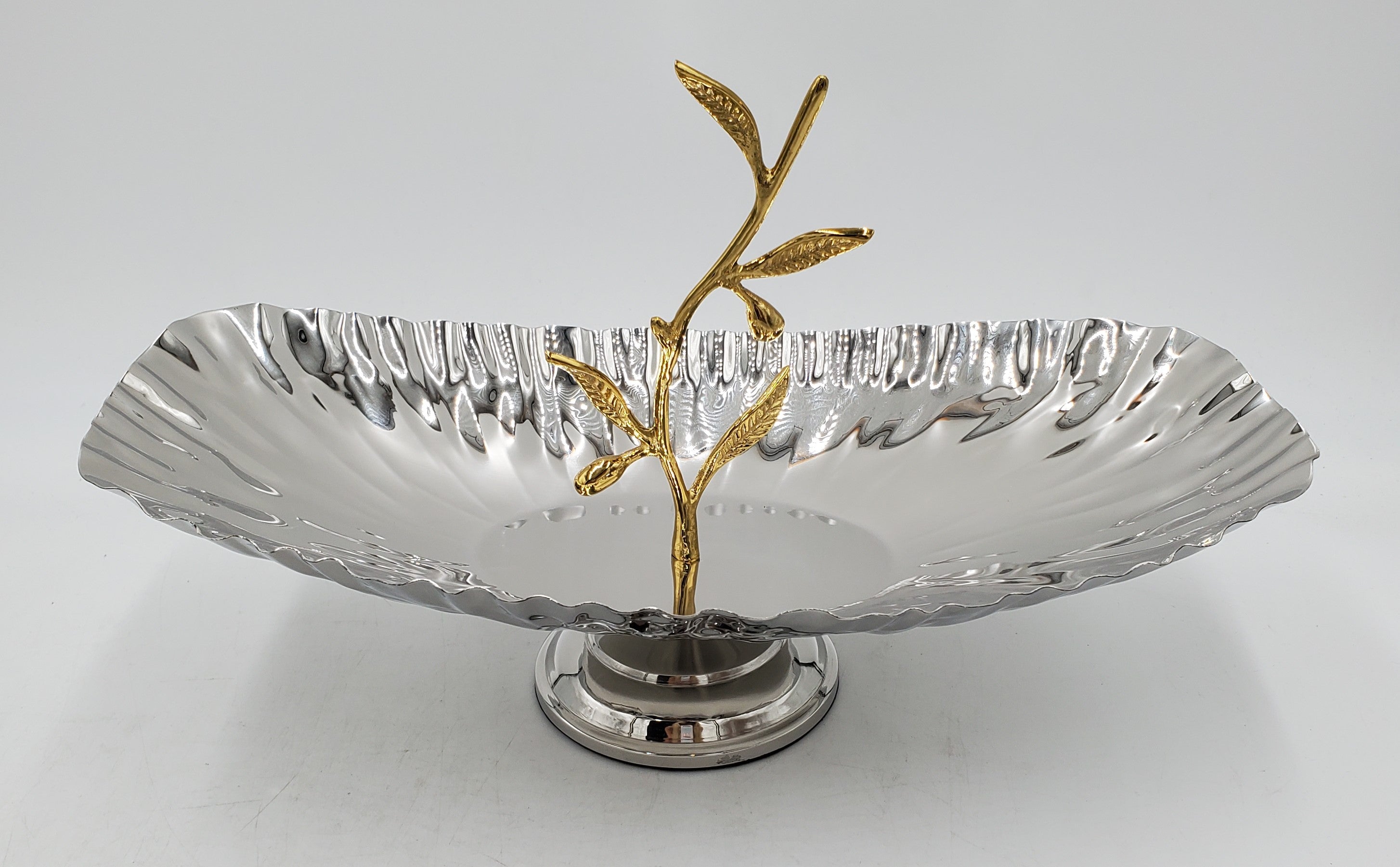 13.5x8.25x4 Inch Stainless Steel Oval Footed Serving Plate - Elegant Dining Tableware for Parties, Weddings & Holiday Entertaining