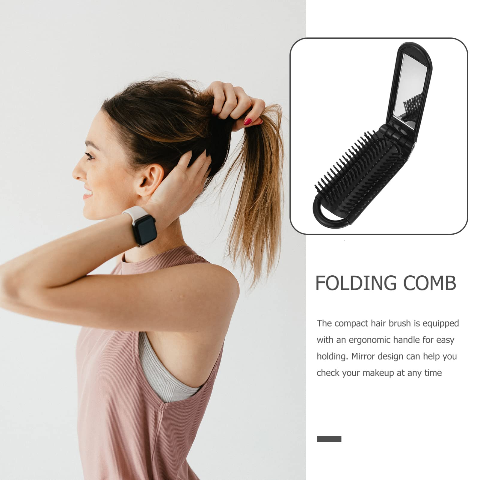 EXCEART 5pcs Foldable Comb with Mirror - Travel Hair Brush for Women & Beard Care - Compact for On-the-Go Styling