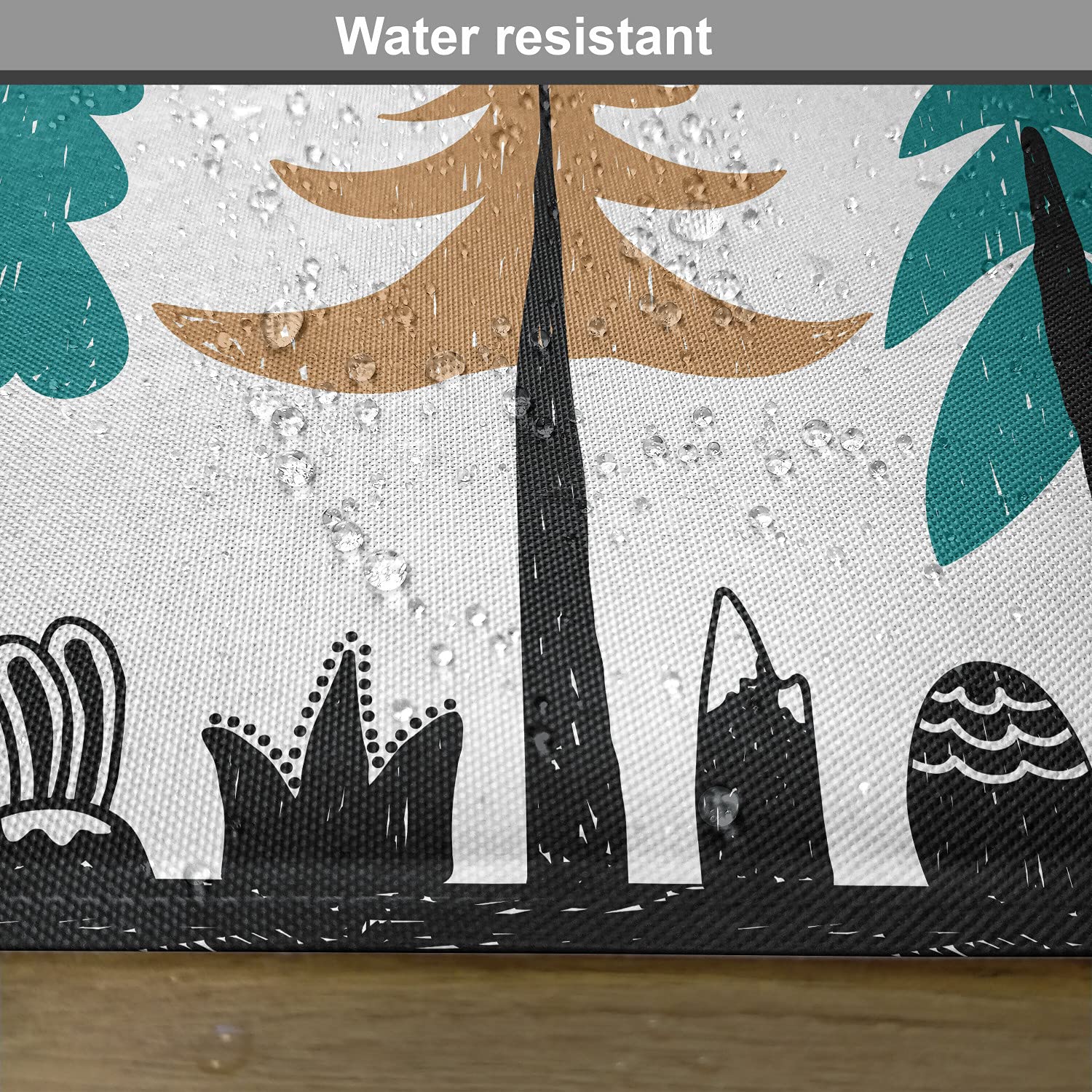 Lunarable Wild and Free Place Mats Set of 4 - Hand Drawn Forest Design with 'Be Wild' Message, Washable Fabric Placemats for Dining Table & Kitchen Decor in Pale Brown, Teal & Black | Perfect for Rustic, Bohemian & Nature-Inspired Home Decor