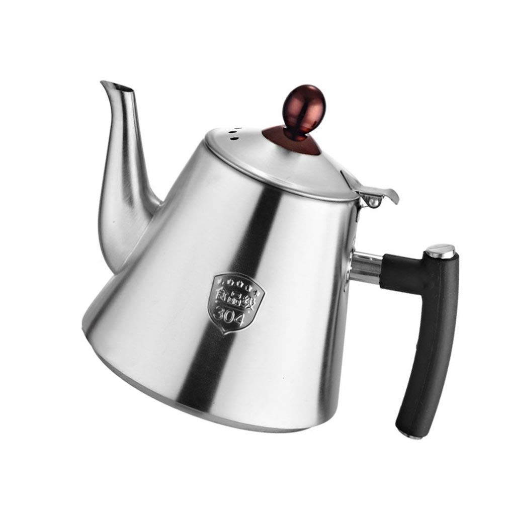 Hemoton 1.2L Stovetop Tea Kettle - Stainless Steel Pour Over Coffee Pot & Hot Water Boiler for Camping, Home Kitchen | Perfect for Tea Brewing, Coffee Making & Outdoor Cooking