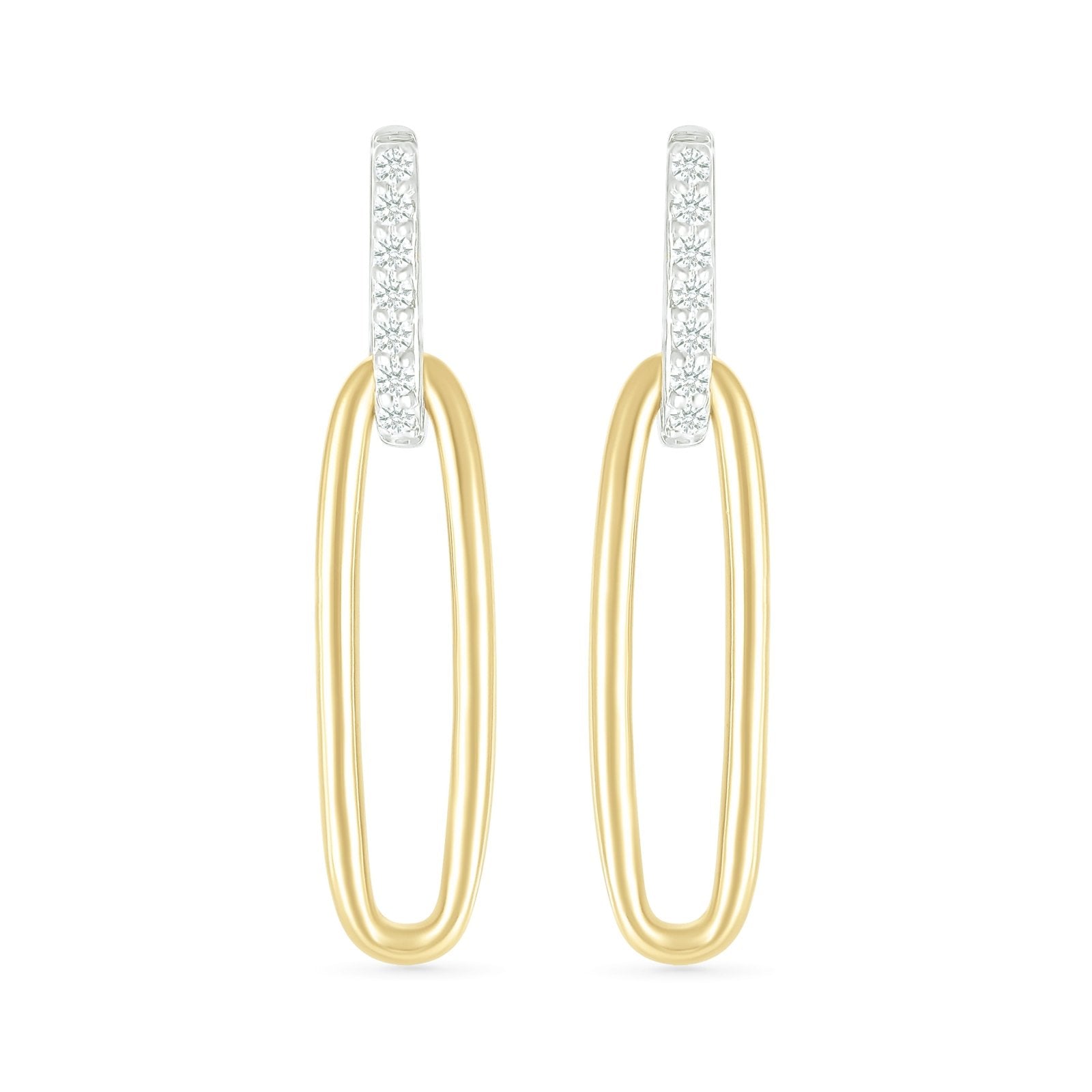 10k Yellow Gold Dangling Paperclip Stud Earrings - Minimalist Elegance for Everyday Wear & Special Occasions