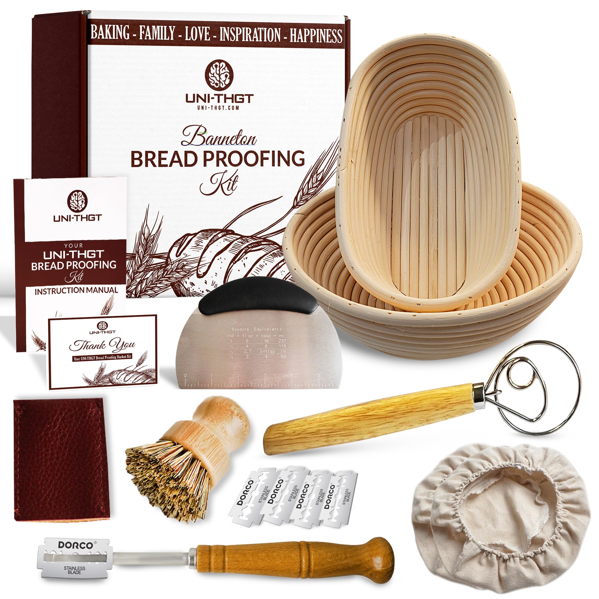 Premium Banneton Bread Proofing Basket Set - 9 & 10 Inch Sourdough Proofing Baskets for Artisan Bread Making - Round & Oval Rattan Bread Bowls with Linen Liners - Perfect for Homemade Sourdough, French Bread & Bakery-Style Loaves - Ideal for Bread Baking Enthusiasts & Professional Bakers