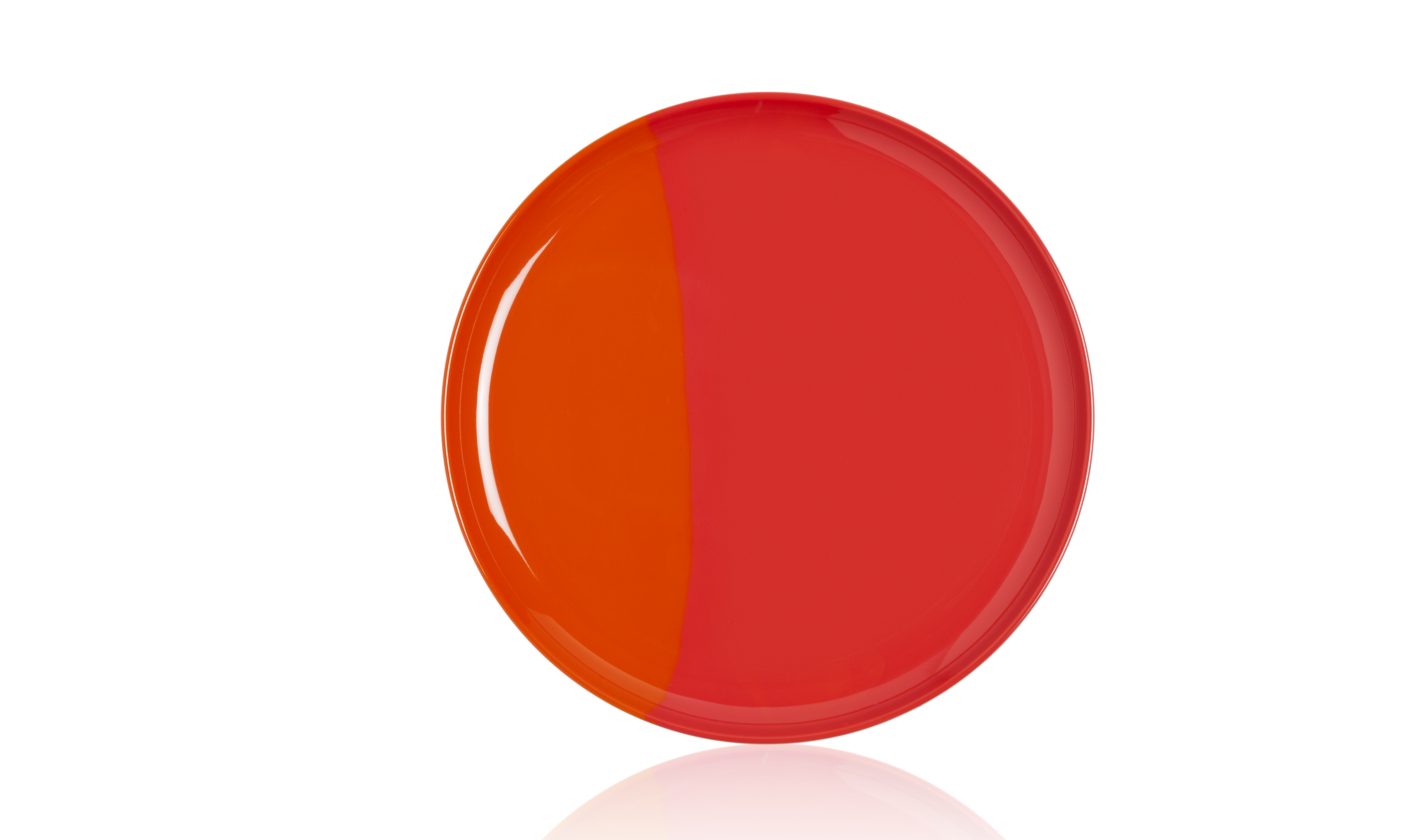 Melamine Salad and Dessert Plates Set of 4 - Durable Orange & Red Half & Half Design - Perfect for Picnics, BBQs, and Party Serving