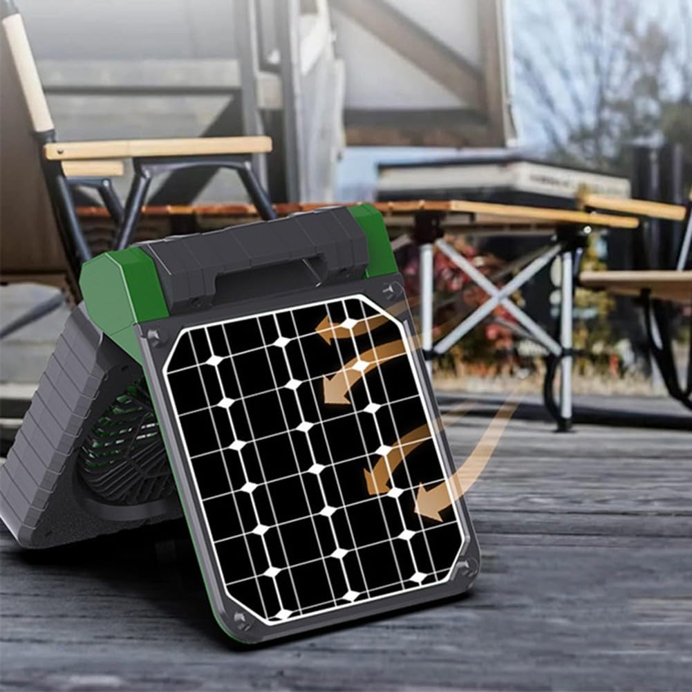 Portable Rechargeable Camping Fan - Lightweight Foldable Fan with 3 Adjustable Speeds, USB Powered for Tents, Hiking, Outdoor Adventures (Green)