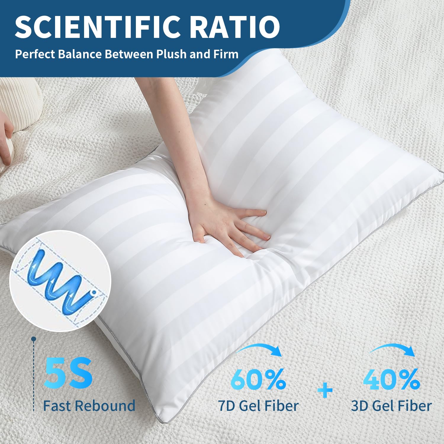 Premium King Size Hotel Pillows Set of 2 - Ultra Soft Down Alternative Pillows for Side, Back & Stomach Sleepers - Neck Pain Relief - Skin-Friendly Fluffy Bed Pillows 20x34 Inches - Perfect for Hotels, Guest Rooms & Luxury Home Bedding