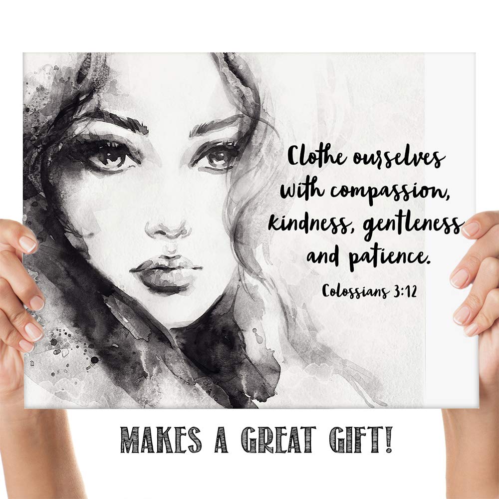 TJ Originals - Inspirational Christian Bible Verse Wall Art Print (Colossians 3:12) - 11x14 Scripture Decor for Home, Office & Church - Perfect Gift for Women, Family & Friends - Birthday, Housewarming & Religious Occasions