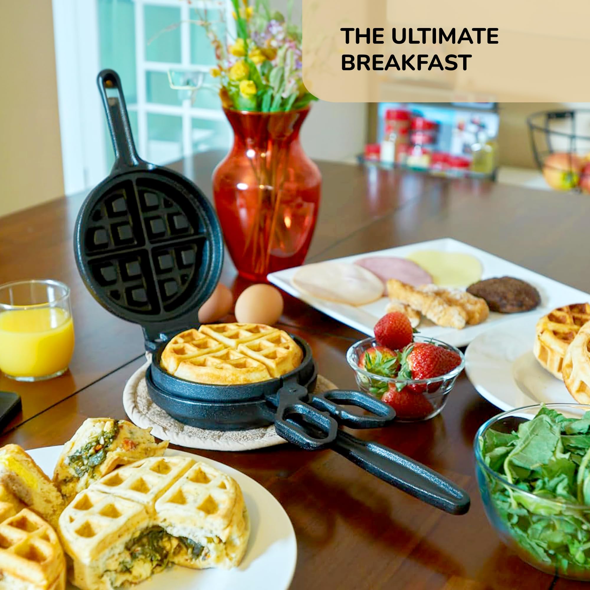 Pre-Seasoned Cast Iron Stuffed Waffle Maker - 5