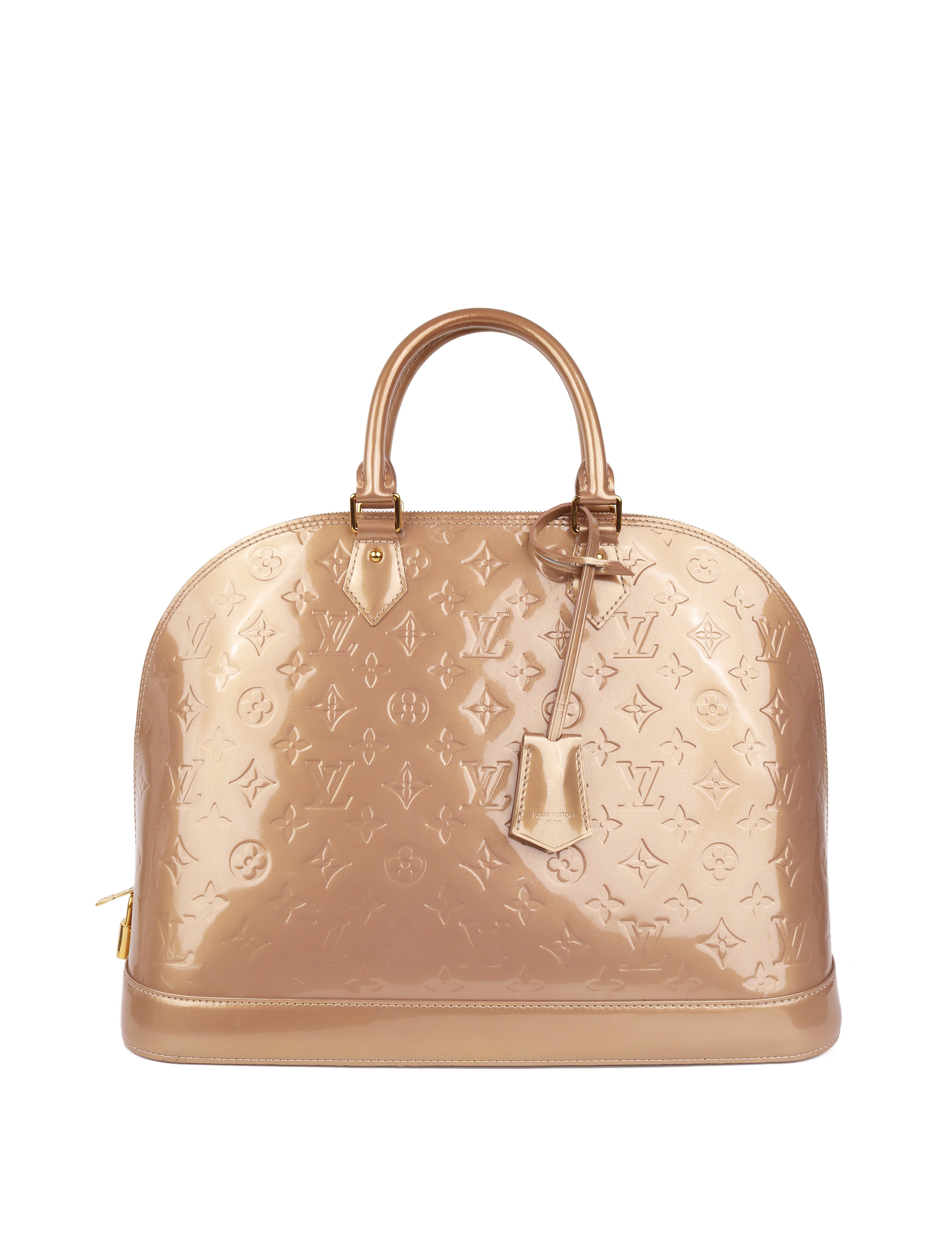 Louis Vuitton Alma GM Handbag - Beige Poudre Vernis Leather Shoulder Bag for Women | Luxury Designer Purse for Work, Travel & Evening Events