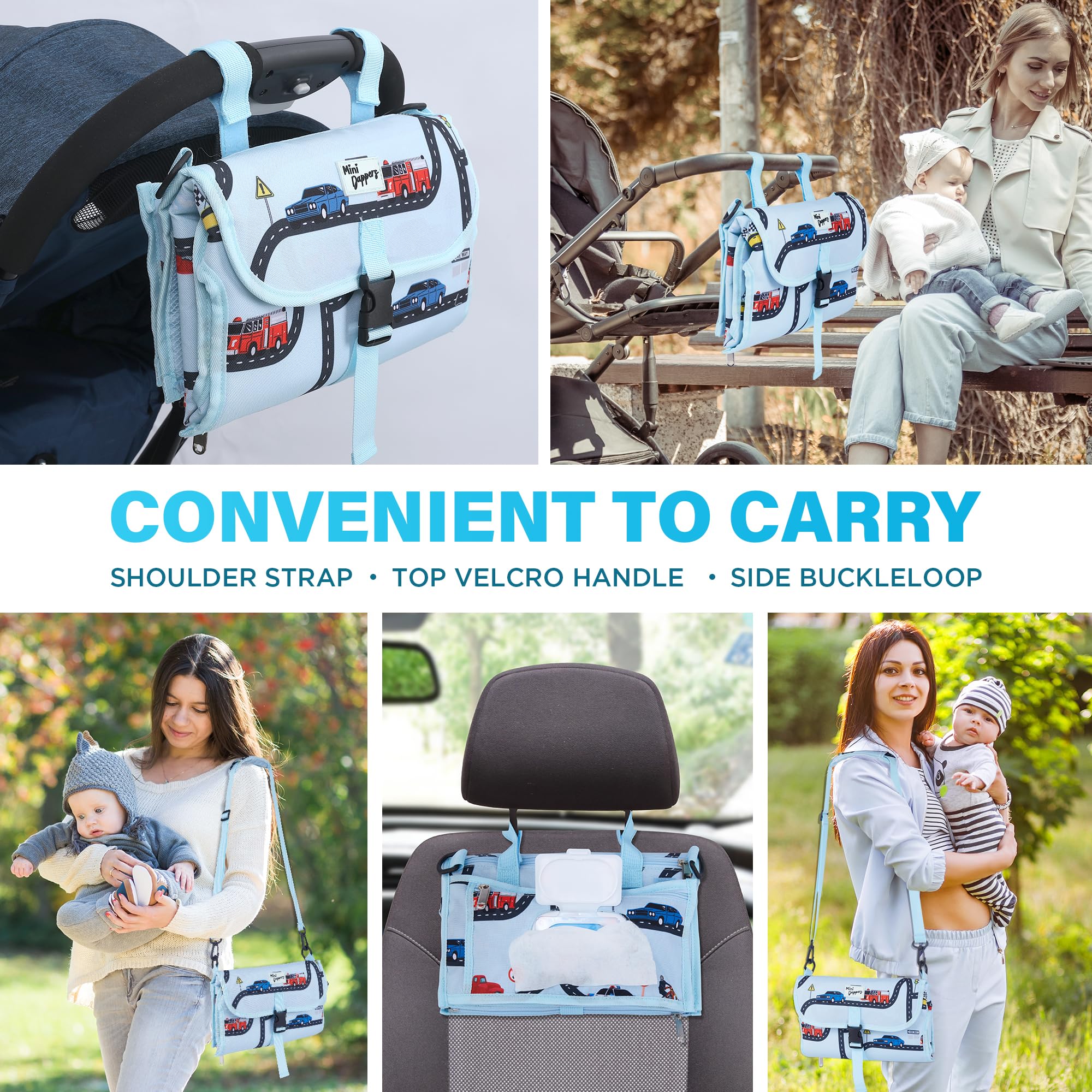Portable Waterproof Baby Changing Pad - Lightweight Foldable Diaper Changing Mat with Shoulder Strap | Perfect for Travel, Nursery & On-the-Go Parents | Ideal Baby Shower Gift & Registry Essential