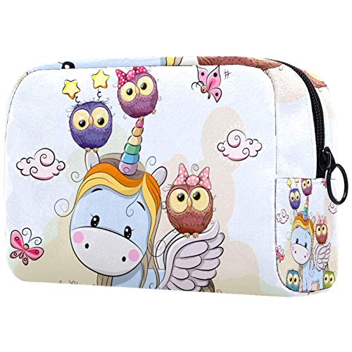 Waterproof Travel Toiletry Bag for Women & Men - Cute Unicorn & Owl Cosmetic Makeup Organizer Pouch with Zipper - Perfect for Vacation, Gym, Camping & Business Trips