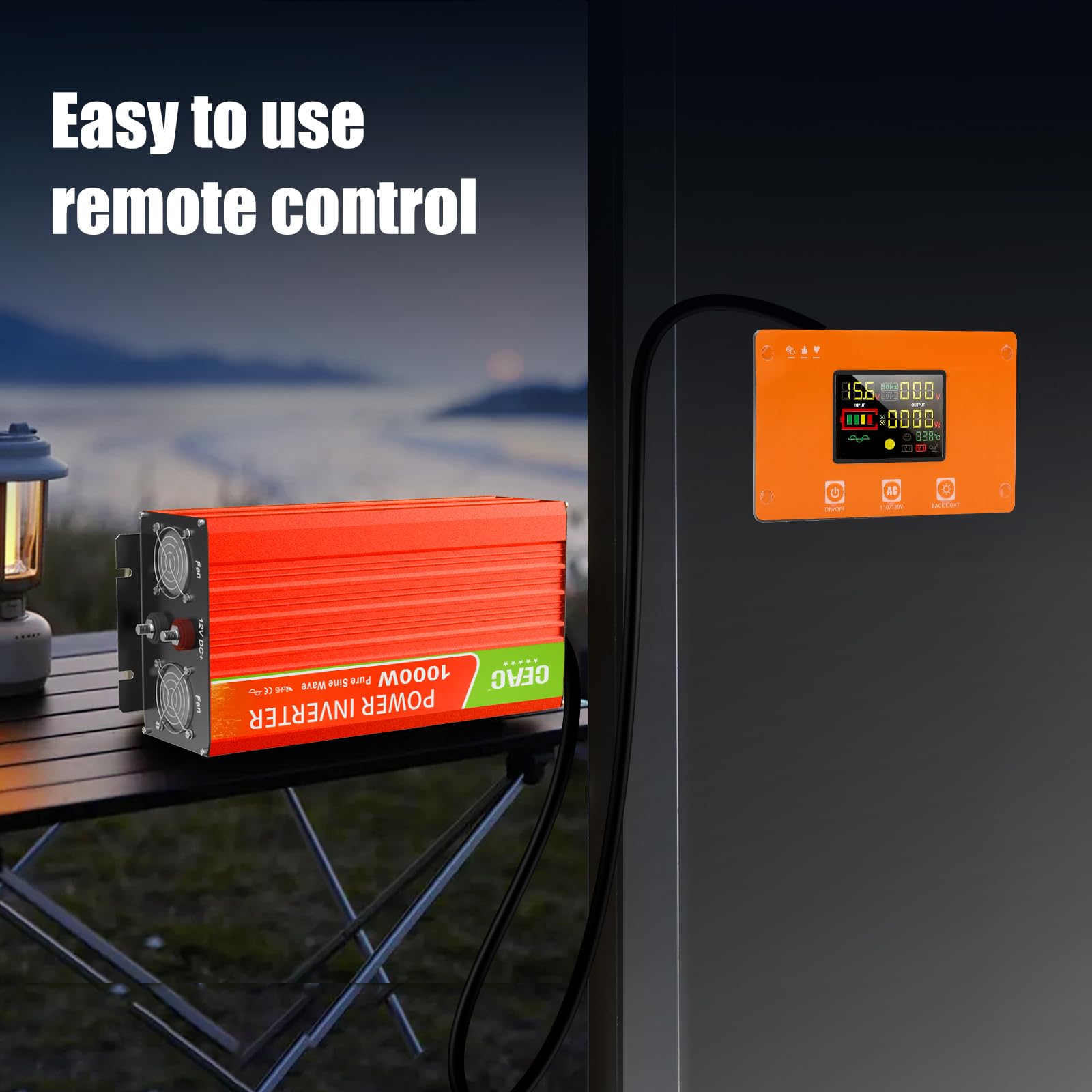 1000W Pure Sine Wave Power Inverter 12V DC to 110V AC Converter with USB Ports & Hardwire Output - Perfect for Home, RV, Truck, Camping, Off-Grid & Emergency Power Backup