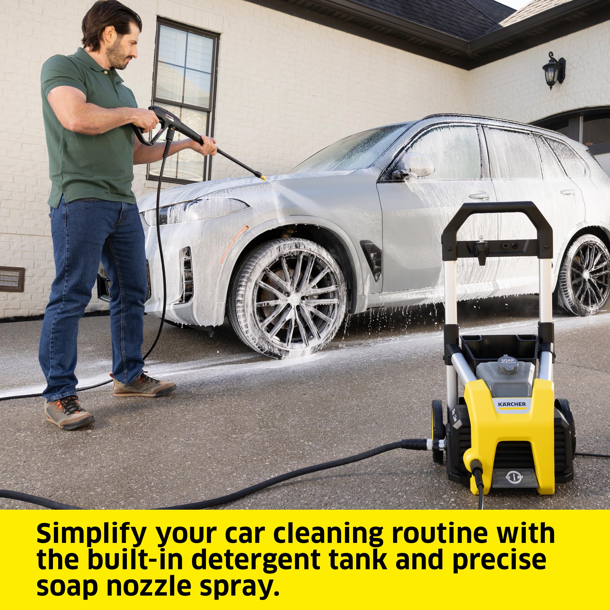 Karcher K1700 Electric Pressure Washer - 2125 PSI, 1.46 GPM, 3 Nozzles & Detergent Tank for Deep Cleaning Cars, Driveways, Patios & Home Exteriors | Perfect for Auto Detailing, Concrete Cleaning & Outdoor Maintenance