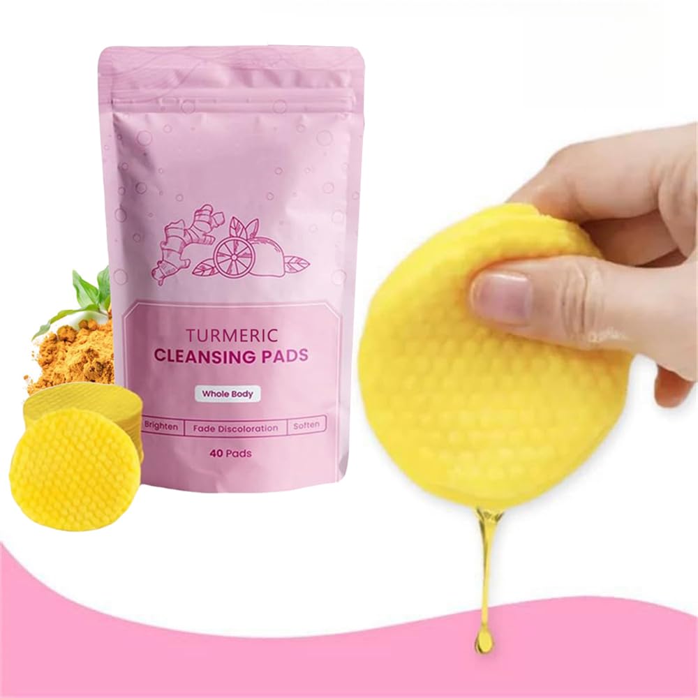 Turmeric Cleansing Pads for Face - Exfoliating Facial Scrub to Balance Skin Oil & Moisture | Gentle Daily Skincare for Acne, Dark Spots & Glowing Complexion