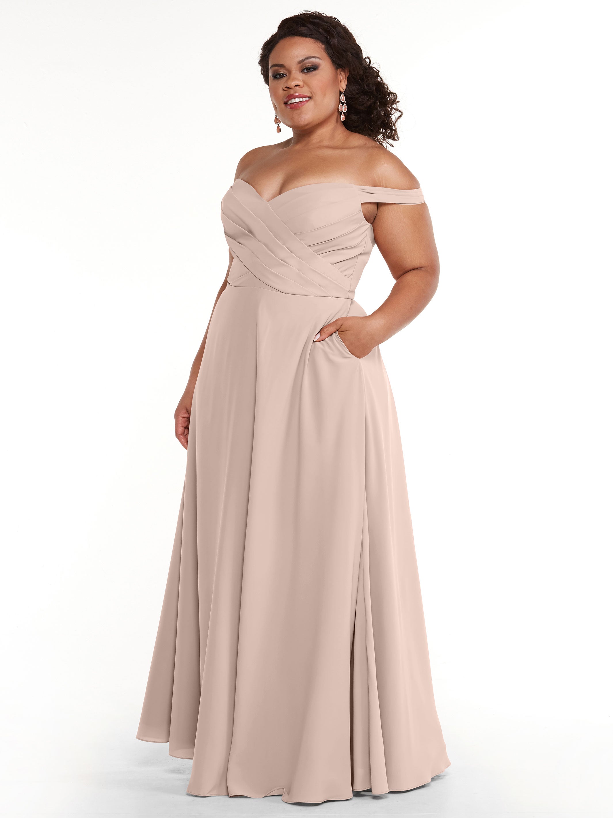 Elegant 83018 Stretch Chiffon Bridesmaid Dress with Pleated Sweetheart Neckline - Perfect for Weddings, Formal Events & Special Occasions