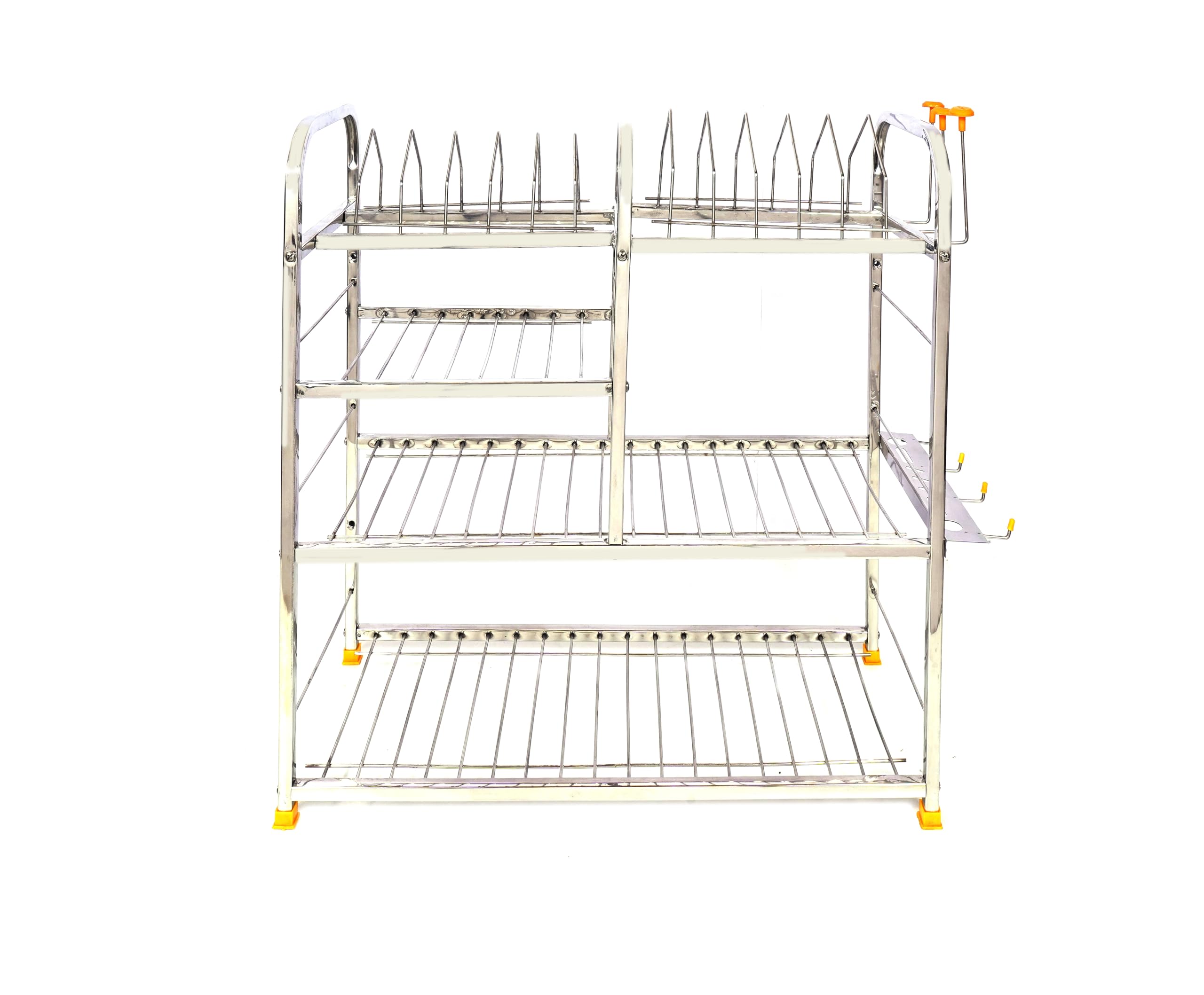 NAVUM ROSHANI Stainless Steel Wall Mount Kitchen Racks | Dish Rack with Cutlery Holder & Plate Stand | Modular Kitchen Organizer | 24 X 24 Inch Corner Shelf (4.5kg) for Small Spaces & Apartment Kitchens