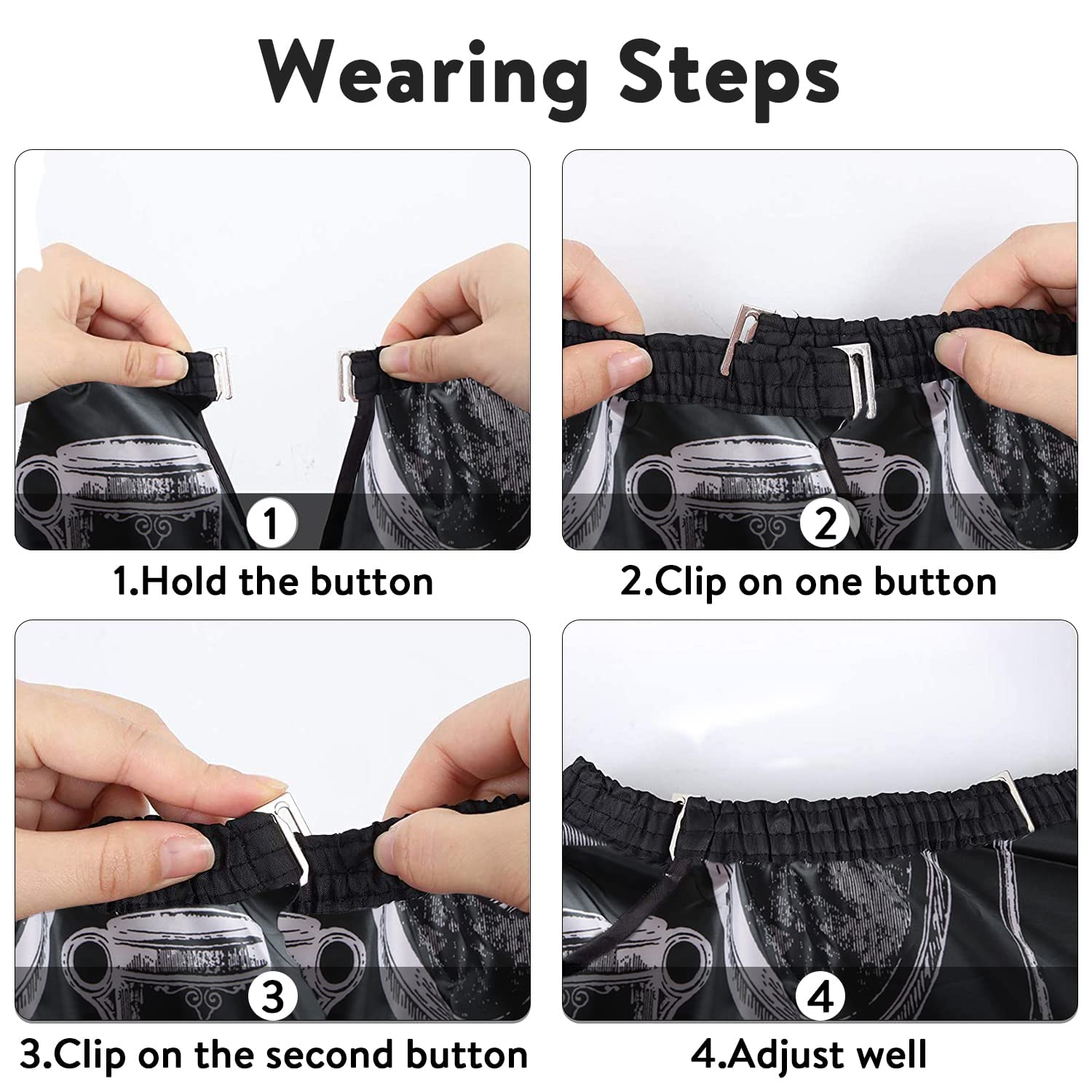 OSEN Professional Waterproof Barber Apron for Men - Black Polyester Hair Cutting Cape with Print - Perfect for Salons, Barbershops & Home Haircuts