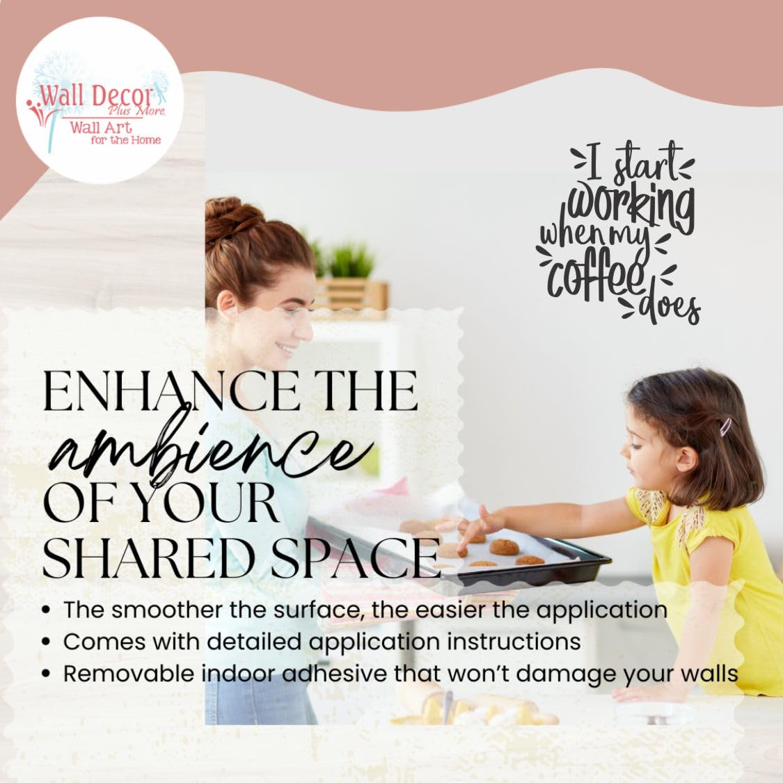 I Start Working When Coffee Does - Die-Cut Vinyl Wall Art - Matte Vinyl Wall Decal - Inspirational Kitchen & Dining Room Décor - 20.5