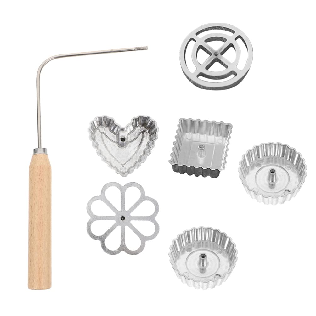 Hemoton 7-Piece Aluminum Waffle Mold Set - Swedish Rosette & Timbale Cutter for Baking Cakes, Cookies, Bunuelos - Perfect for Holiday Desserts, Party Treats & Family Baking Activities