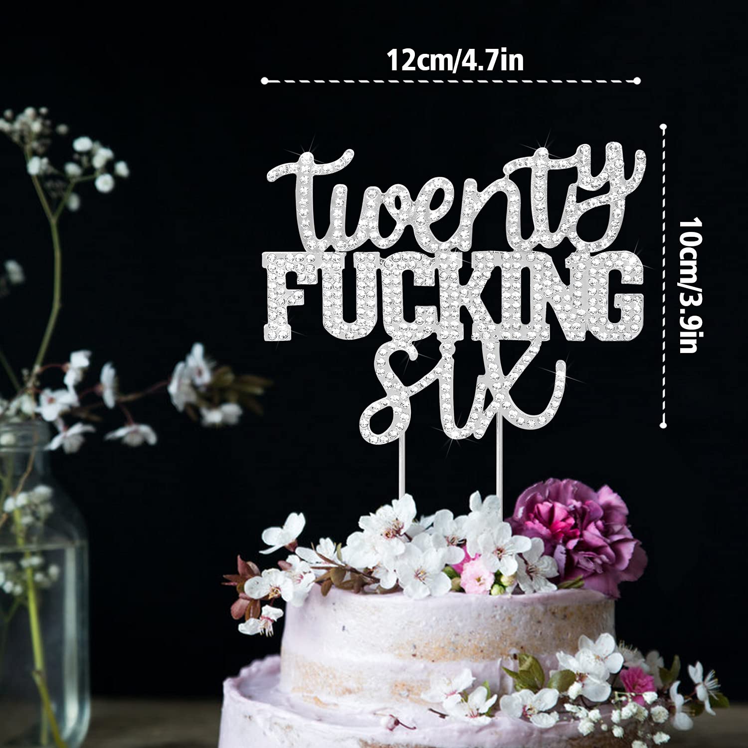 LINGTEER 26th Birthday Cake Topper - Silver Rhinestone 'Cheers to 26 Years' Funny Party Decor for Women & Men | Perfect for Birthday Cakes, Cupcakes & Dessert Tables | Great Gift Idea for 26 Year Olds