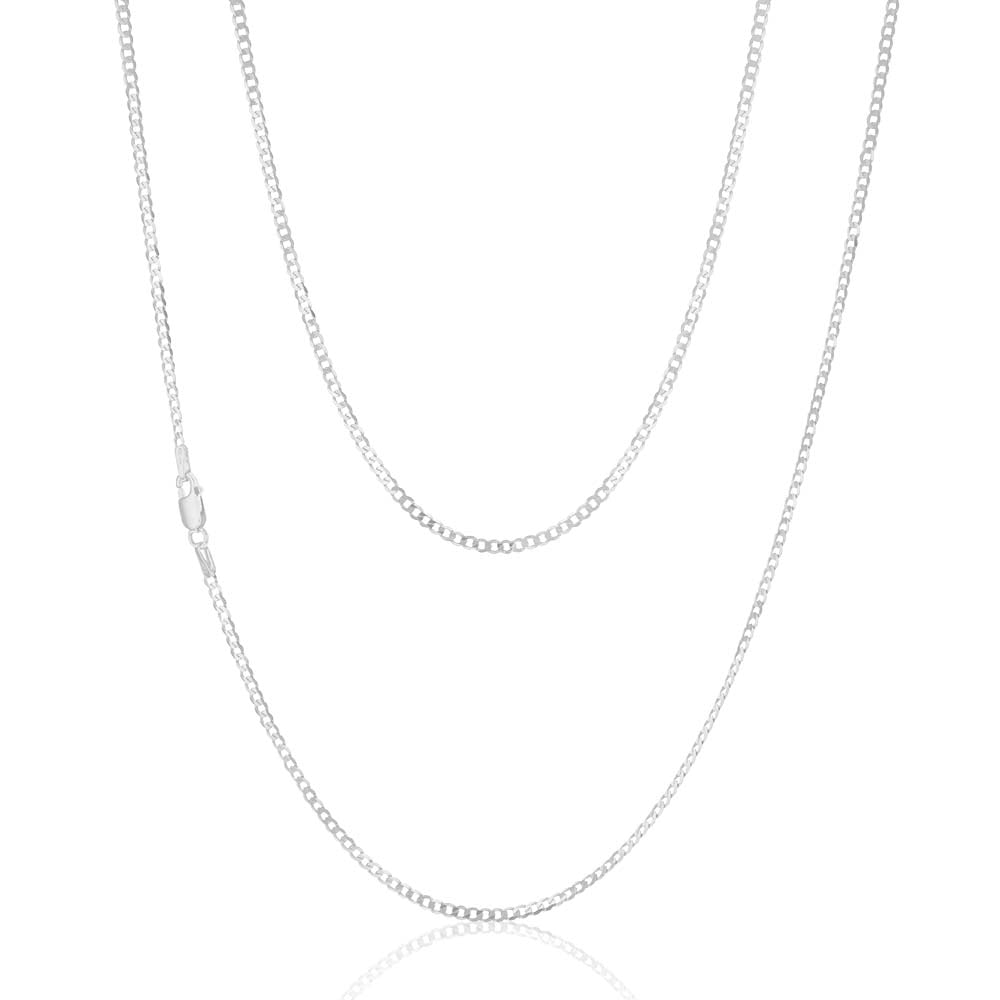 9ct White Gold 50 Gauge Tight Curb 51cm Chain Necklace for Men - Elegant Jewelry Gift for Anniversary, Wedding & Special Occasions