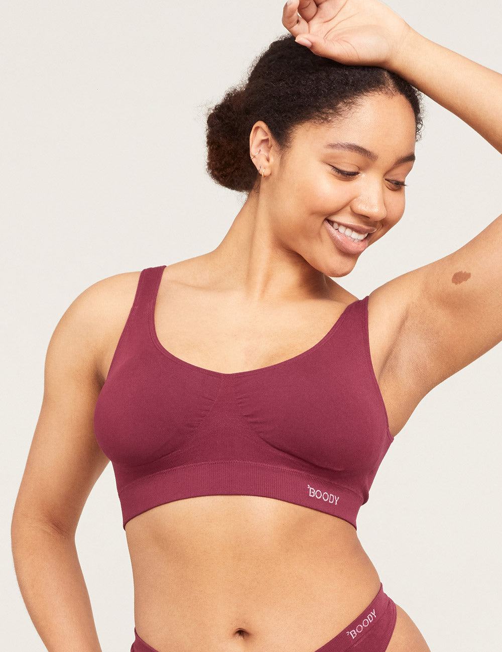 Seamless Padded Crop Bra for Women - Comfortable Wireless Support, Plum Color - Perfect for Yoga, Workouts & Everyday Wear