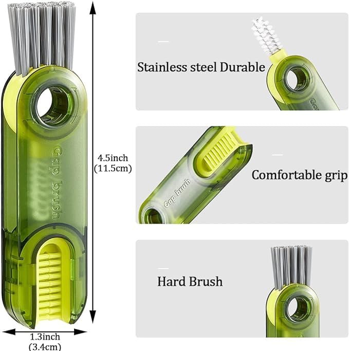 3-Pack Multipurpose Bottle Gap Cleaner Brush Set - Cup Cover & Crevice Cleaning Tools for Water Bottles, Straws, and Home Kitchen Accessories - Perfect for Deep Cleaning Hard-to-Reach Spots in Baby Bottles, Travel Mugs, and Reusable Drinkware
