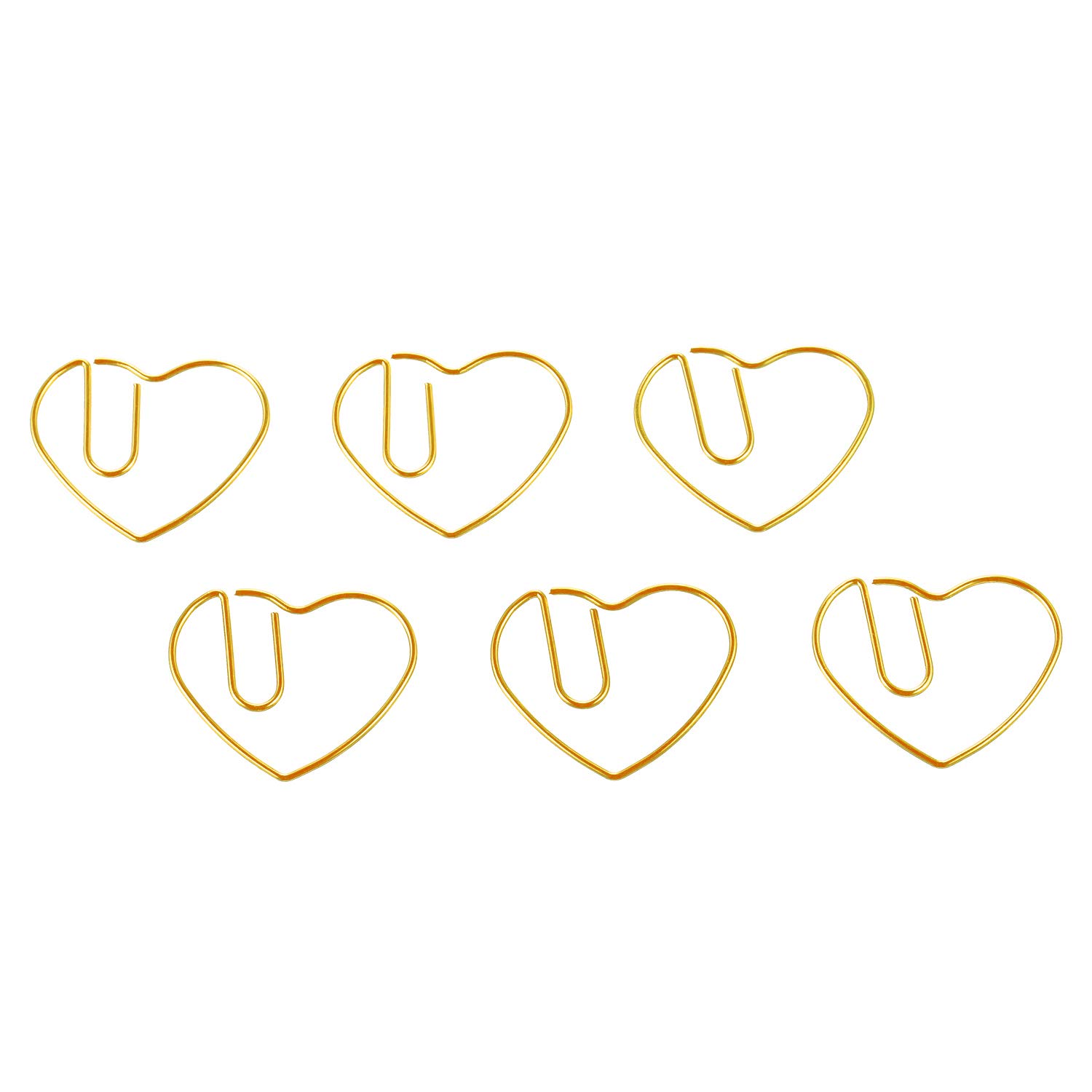 100 Pieces 3cm Gold Heart Shaped Paper Clips - Romantic Wedding Bookmarks, Office School Supplies & Home Organization Accessories for Love Notes, Gift Wrapping, Scrapbooking and DIY Crafts