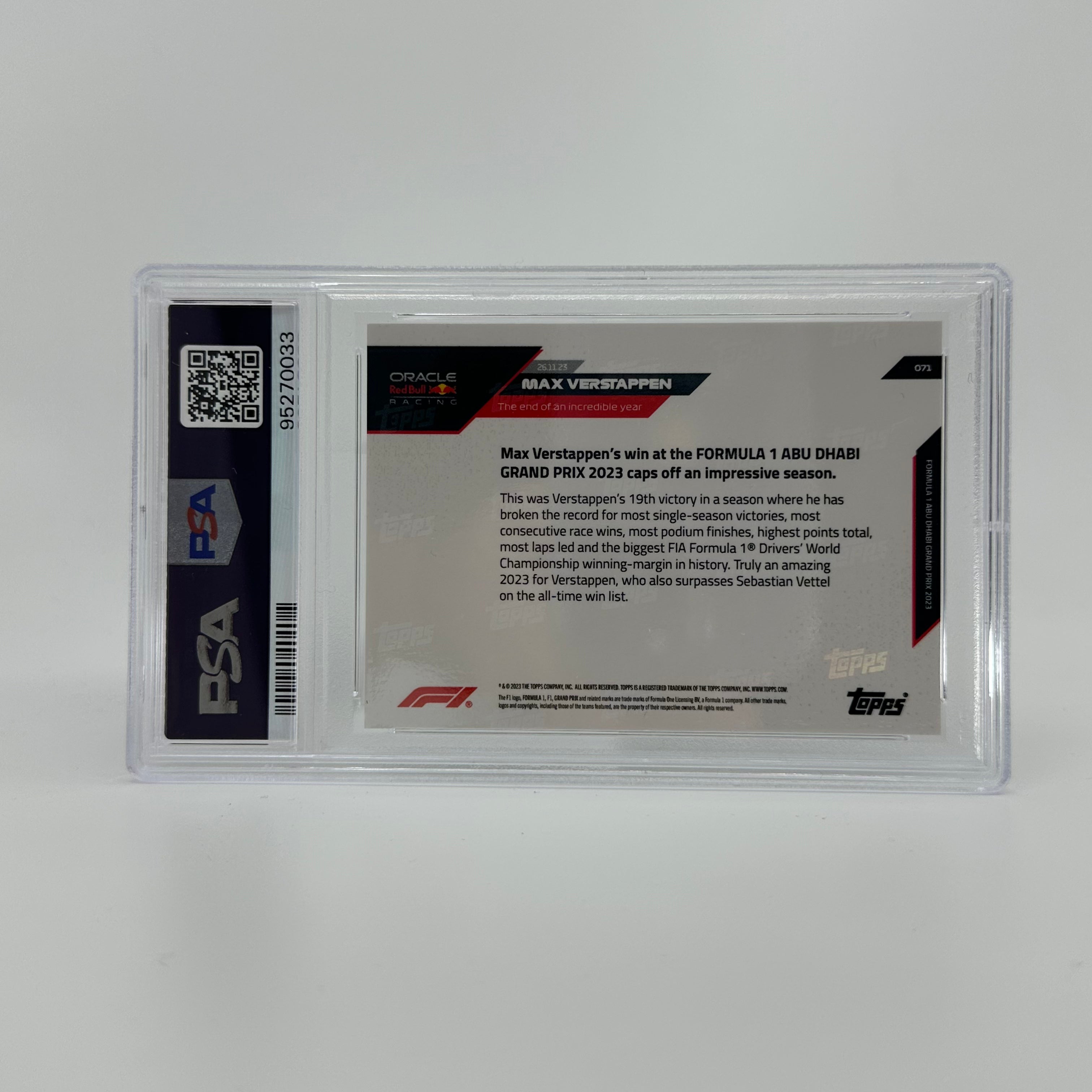 PSA 9 Graded 2009-2010 Max Verstappen #71 Blue Rookie Card - Perfect for F1 Collectors & Racing Memorabilia Displays