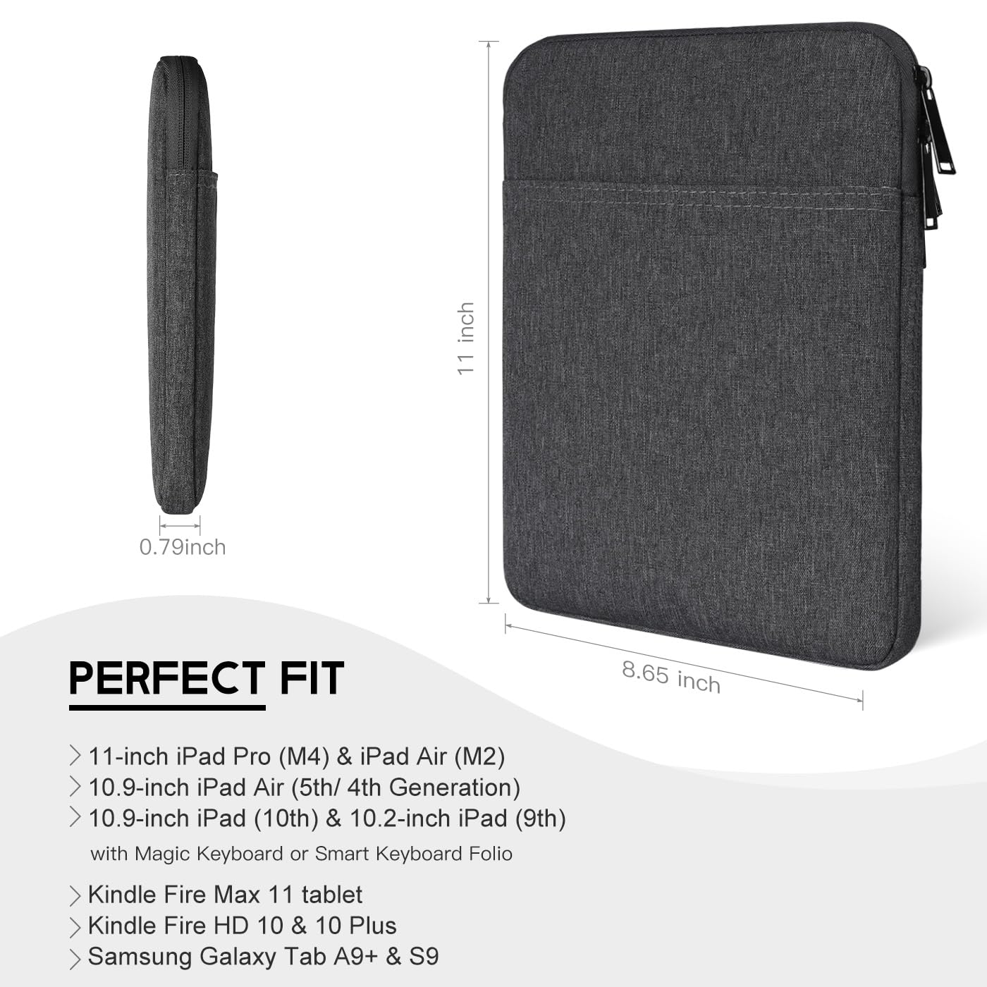10 Inch Tablet Sleeve Case for Samsung Galaxy Tab A9+/S9 FE, Lenovo Tab M9/M10/P10, iPad Pro/Air (2024) - Protective Cover for 10-11 Inch Tablets - Perfect for Work, Travel & School Use