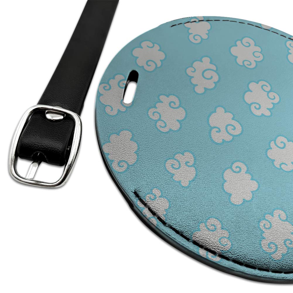 Stylish Round Leather Luggage Tag with Cloud Pattern - Durable Suitcase ID Tag for Carry-On Bags - Perfect for Travel, Business Trips & Vacation