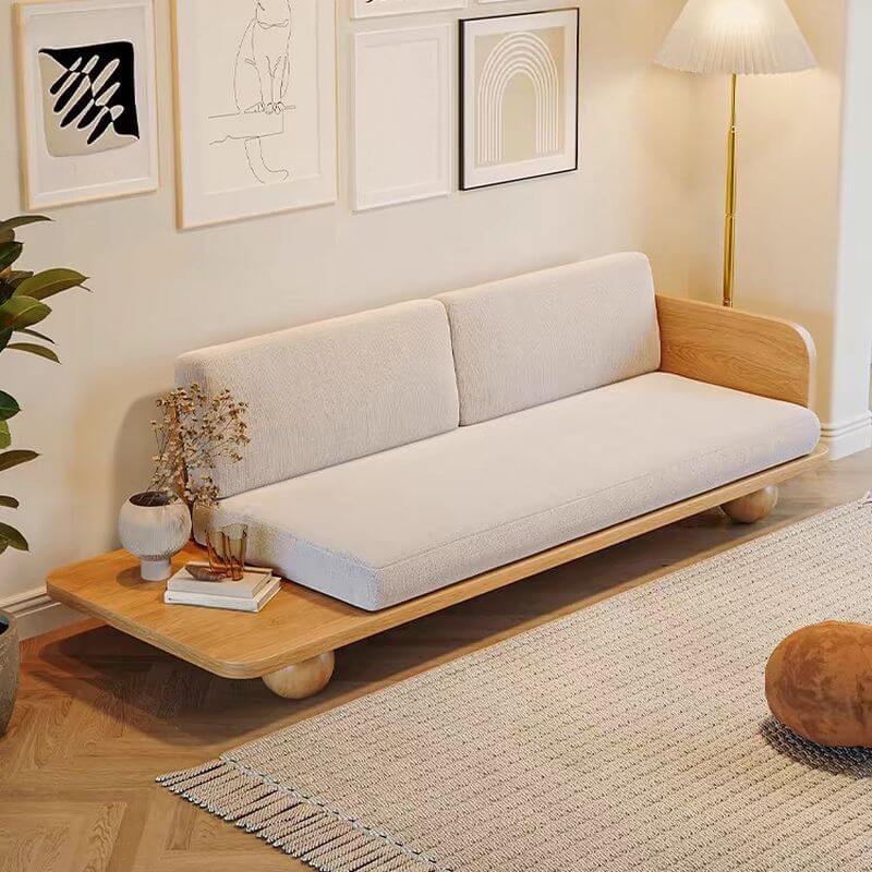 Minimalist Light Gray Settee with Loose Back & Removable Cushion - Modern Small Sofa for Living Room, Bedroom or Office - Perfect for Relaxing, Reading & Small Space Decor