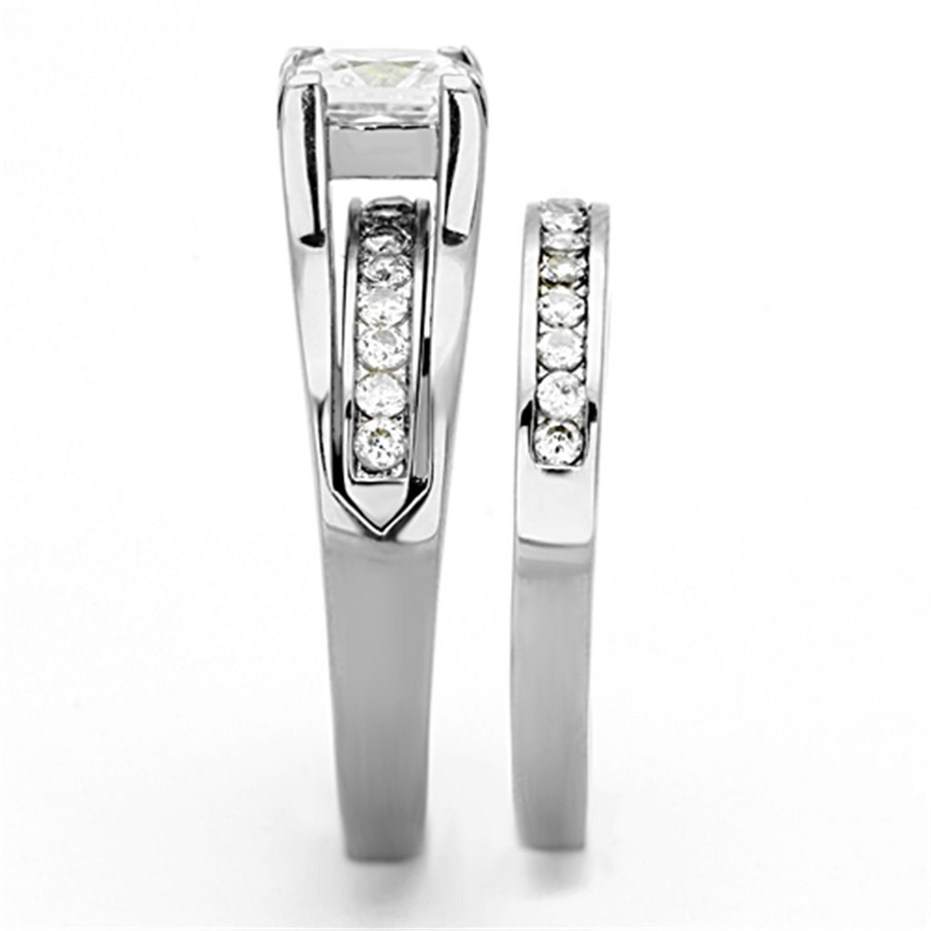 His & Her Silver Stainless Steel Wedding Rings Set - Titanium Bands for Couples