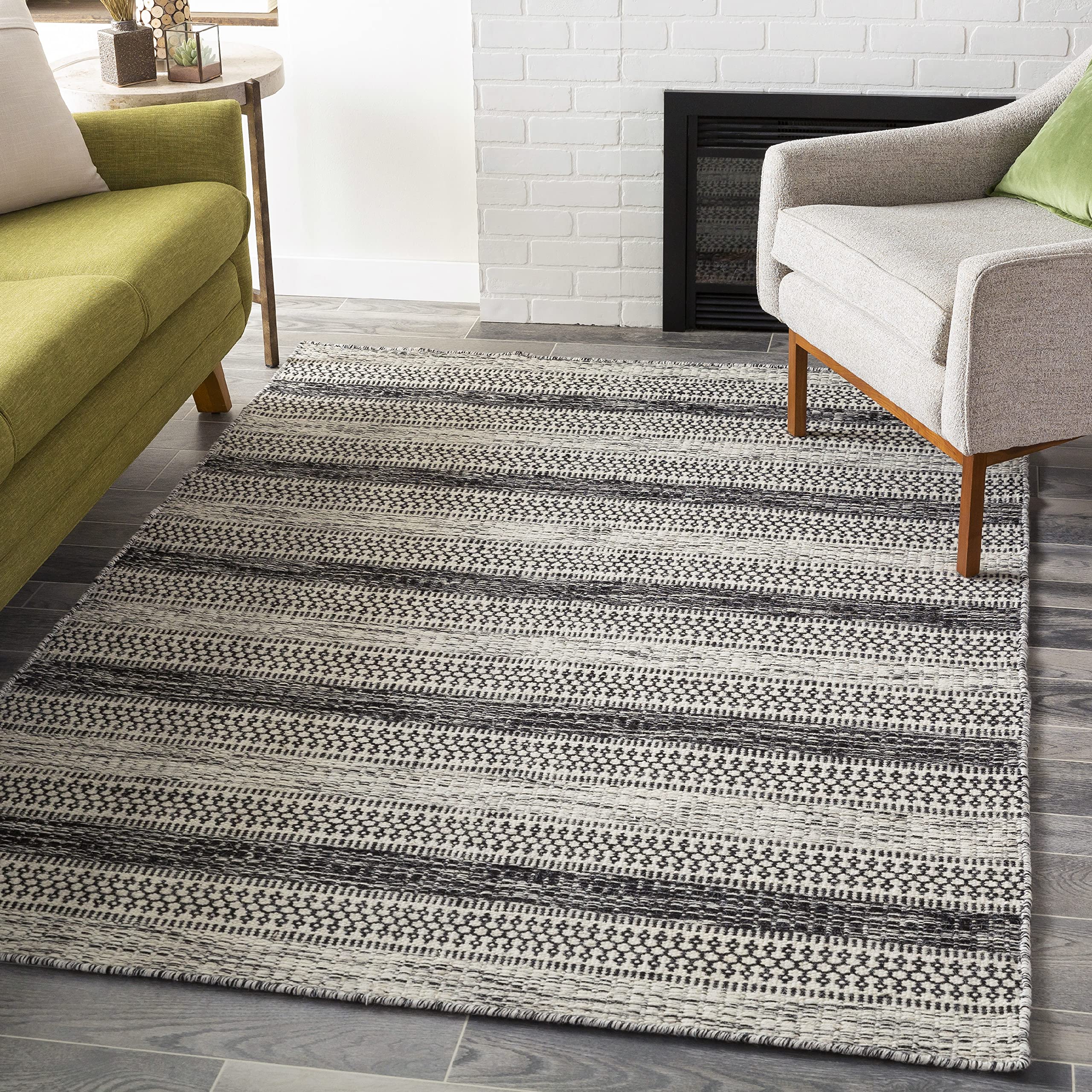Mark&Day Modern Marvelle 9x12 Area Rug - Black, Brown & Cream Geometric Design for Living Room, Bedroom, Kitchen | Soft & Durable 8'10