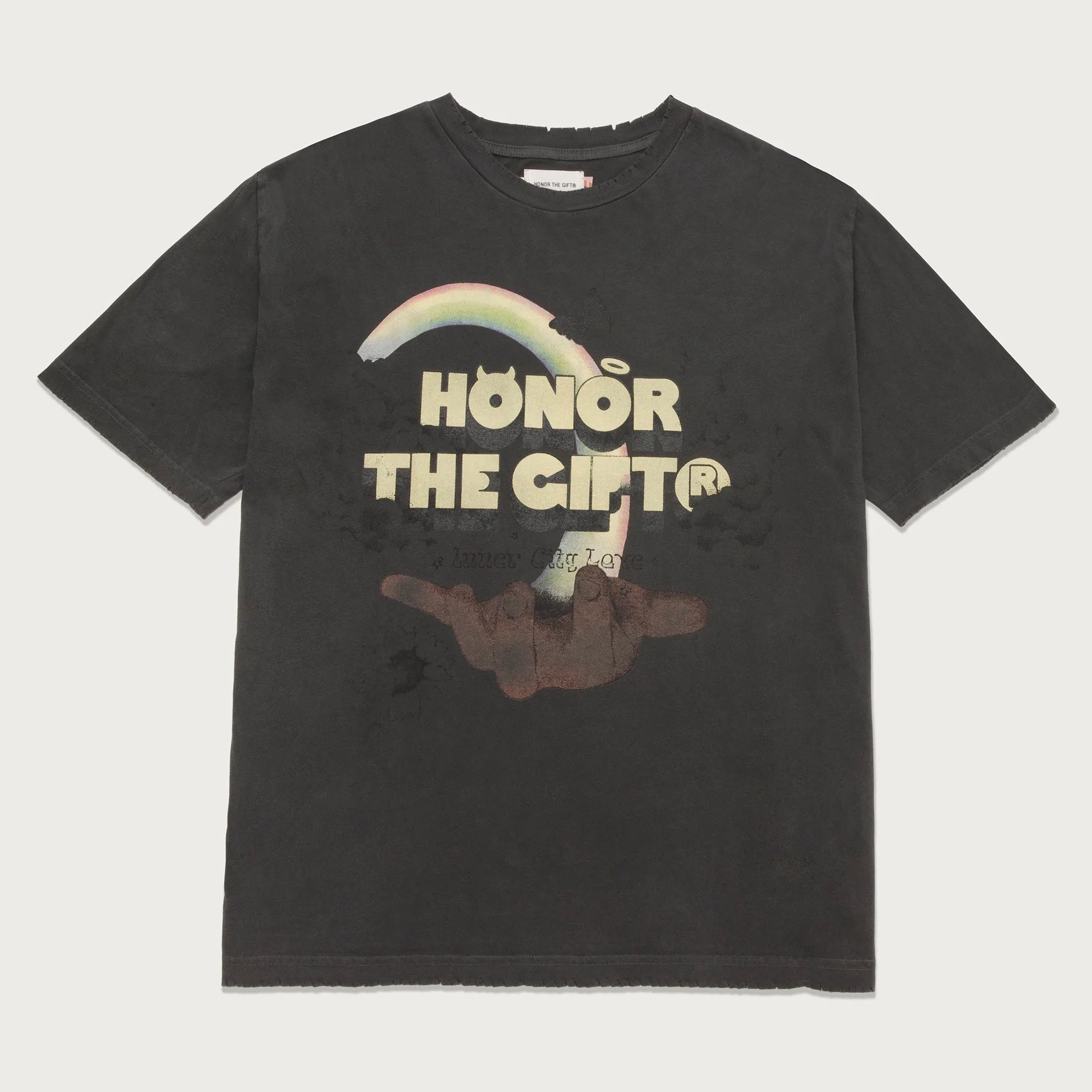 Honor the Gift Palms Graphic T-Shirt for Men - Black Cotton Tee - Casual Streetwear & Summer Outfit Essential