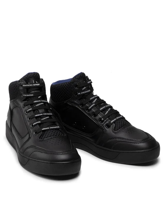 Armani Exchange Men's Hi-Top Black Sneakers - Stylish & Comfortable for Casual Wear, Running & Gym Workouts