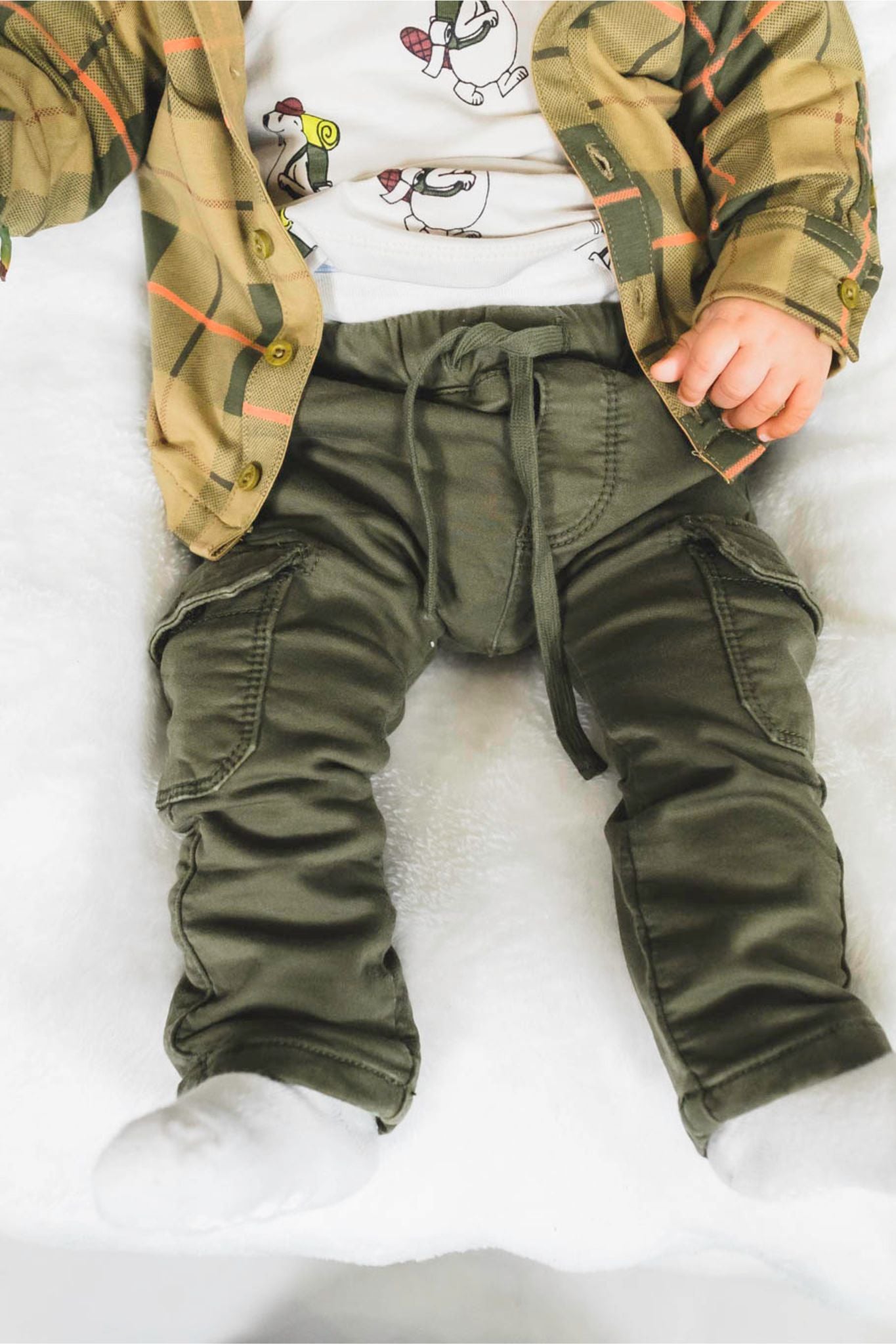 Dark Forest Cargo Pants for Baby Boys - Comfortable & Durable Toddler Pants with Multiple Pockets - Perfect for Outdoor Play, Hiking, and Everyday Adventures