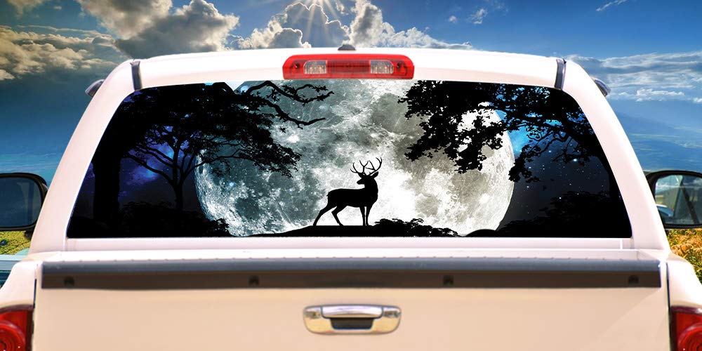 SignMission Moonlight Deer Rear Window Vinyl Decal - HD Graphics for Full Size Trucks | Professional Grade Weatherproof Material | Universal Fit | Car Wash Safe | Made in USA | Perfect for Hunting Enthusiasts & Outdoor Lovers