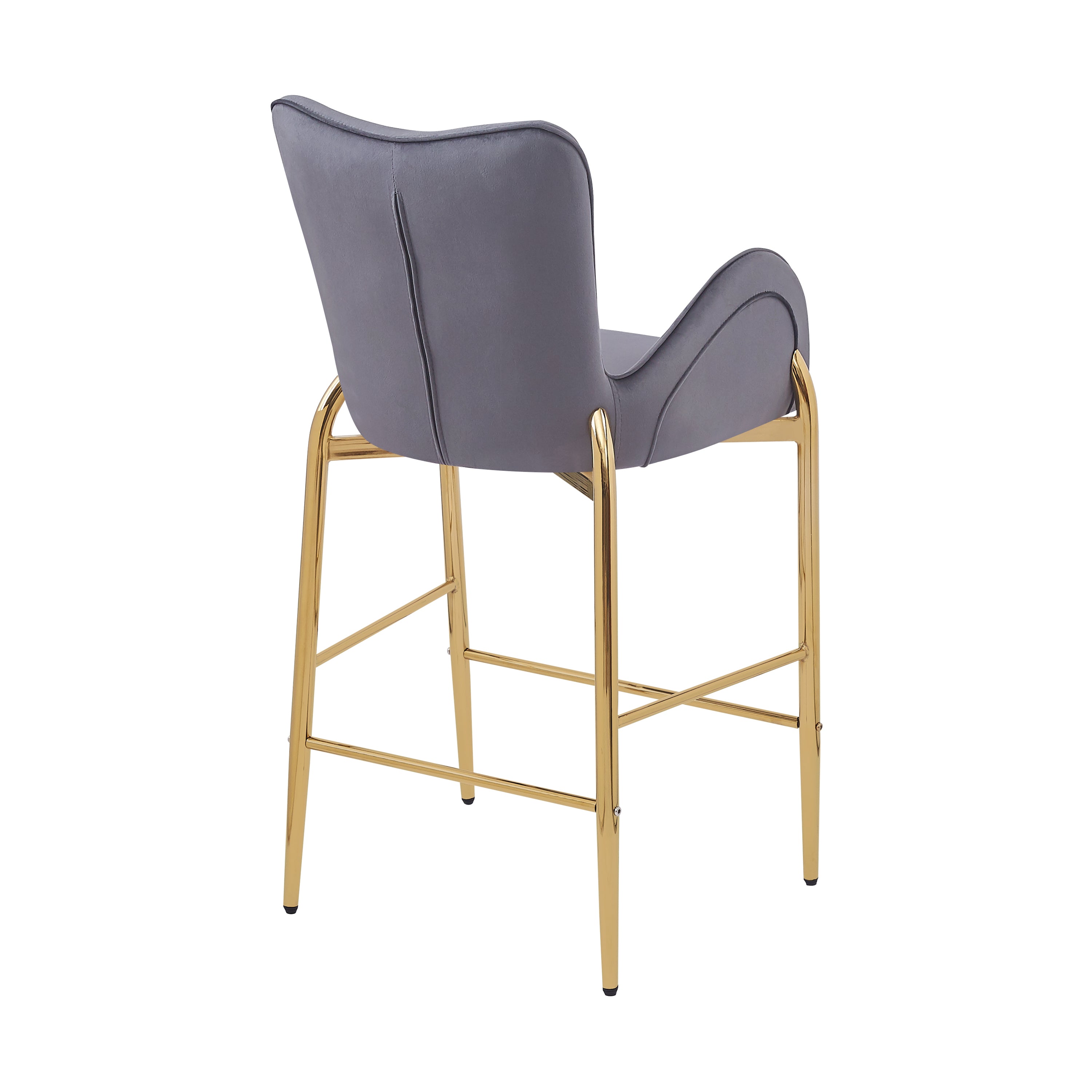28.75 Inch Counter Height Bar Stools Set of 2 - Velvet Upholstered Bar Chairs with Golden Metal Legs - Perfect for Kitchen Island, Breakfast Nook & Home Bar Decor