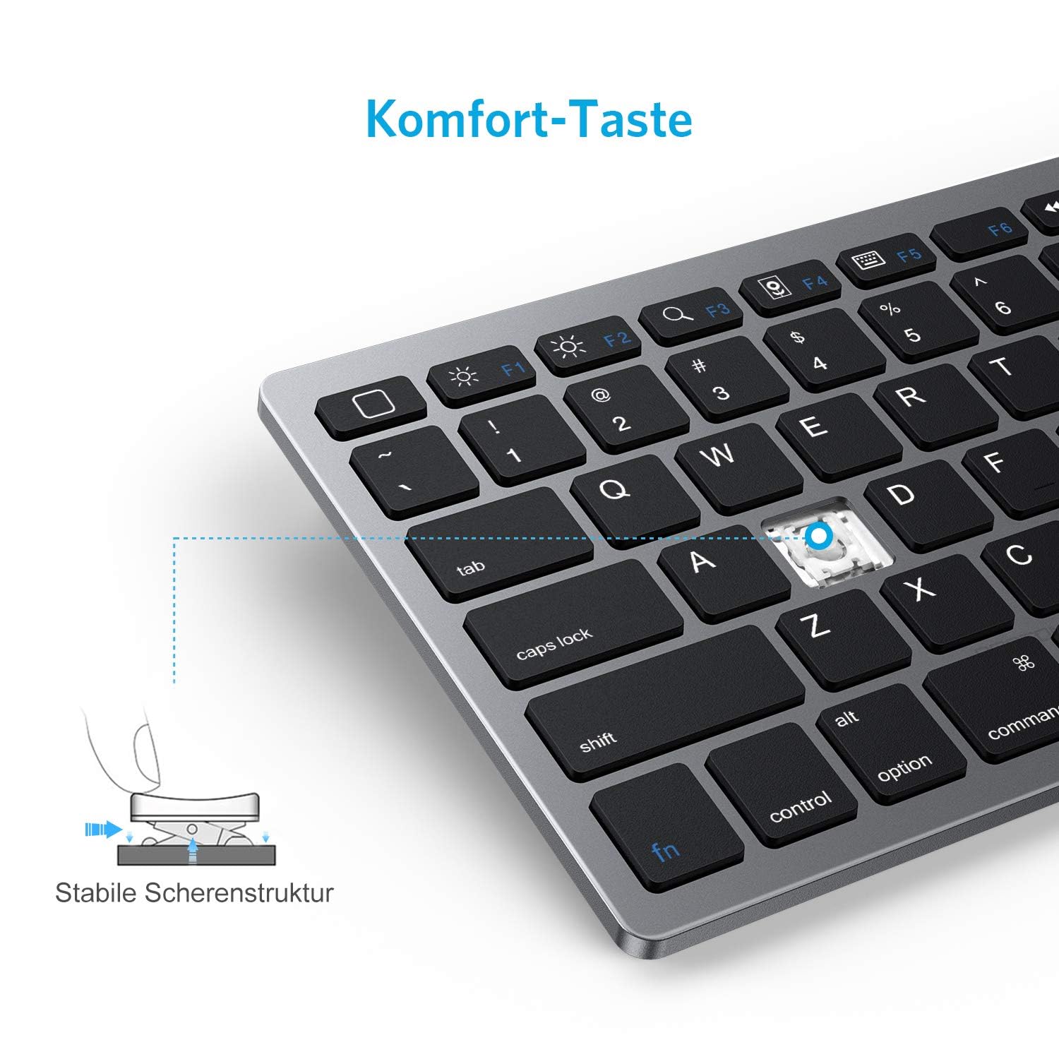 OMOTON Bluetooth Keyboard for iPad 10th Gen, iPad 10.2 (9th/8th/7th Gen), iPad Pro 13/12.9/11 inch, iPad Air 13/11 inch (5th/4th Gen), iPad Mini - Slim Wireless Keyboard with Bluetooth 5.1 - Compatible with iOS & Android Devices - Perfect for Home, Office & Travel (Grey)