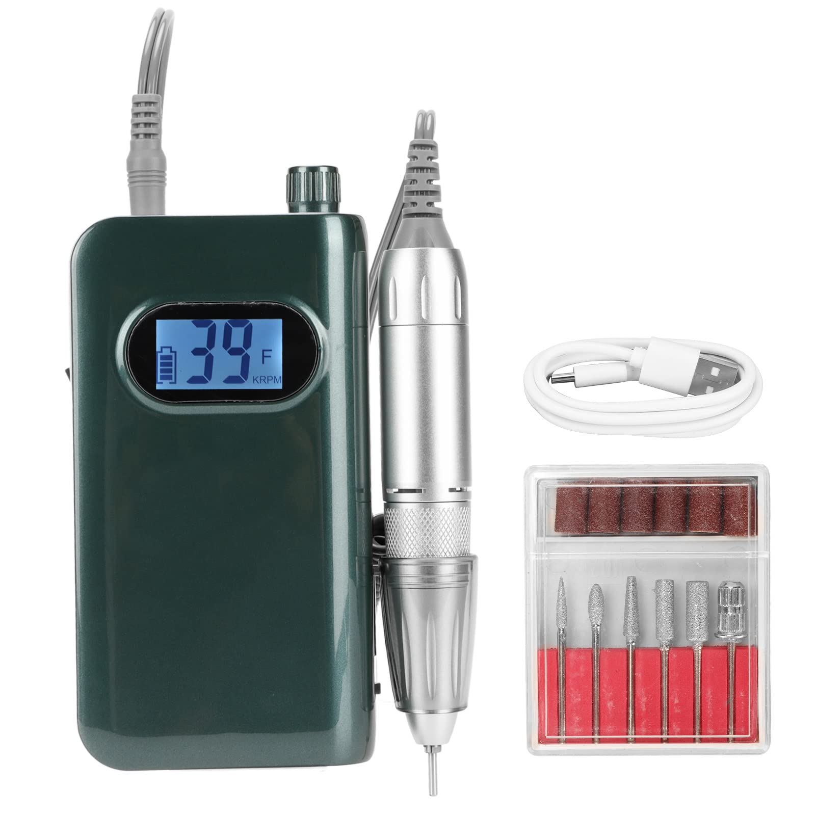 Professional 40000RPM Electric Nail Drill Machine with CW/CCW Rotation & Heat Dissipation - Acrylic & Gel Nail Art Tool (Green Black) - Perfect for Salon, Home Manicure & Nail Extension Care