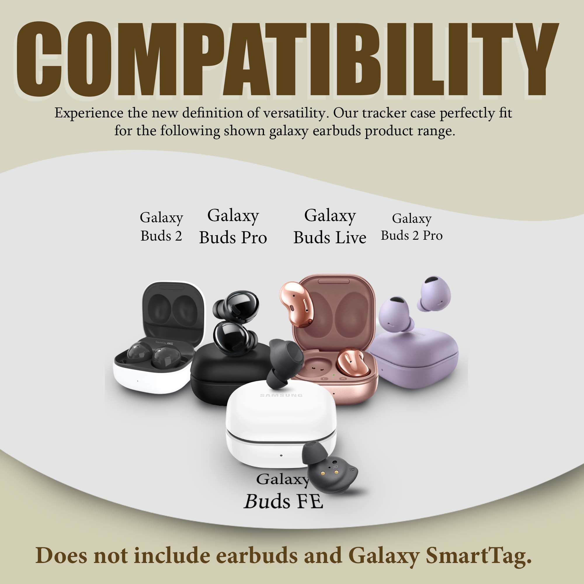 Samsung Galaxy Buds Pro 2 Case with SmartTag Holder - Compatible with Galaxy Buds 2, Buds Live - Android AirTag Alternative - Black | Perfect for Travel, Gym & Daily Use