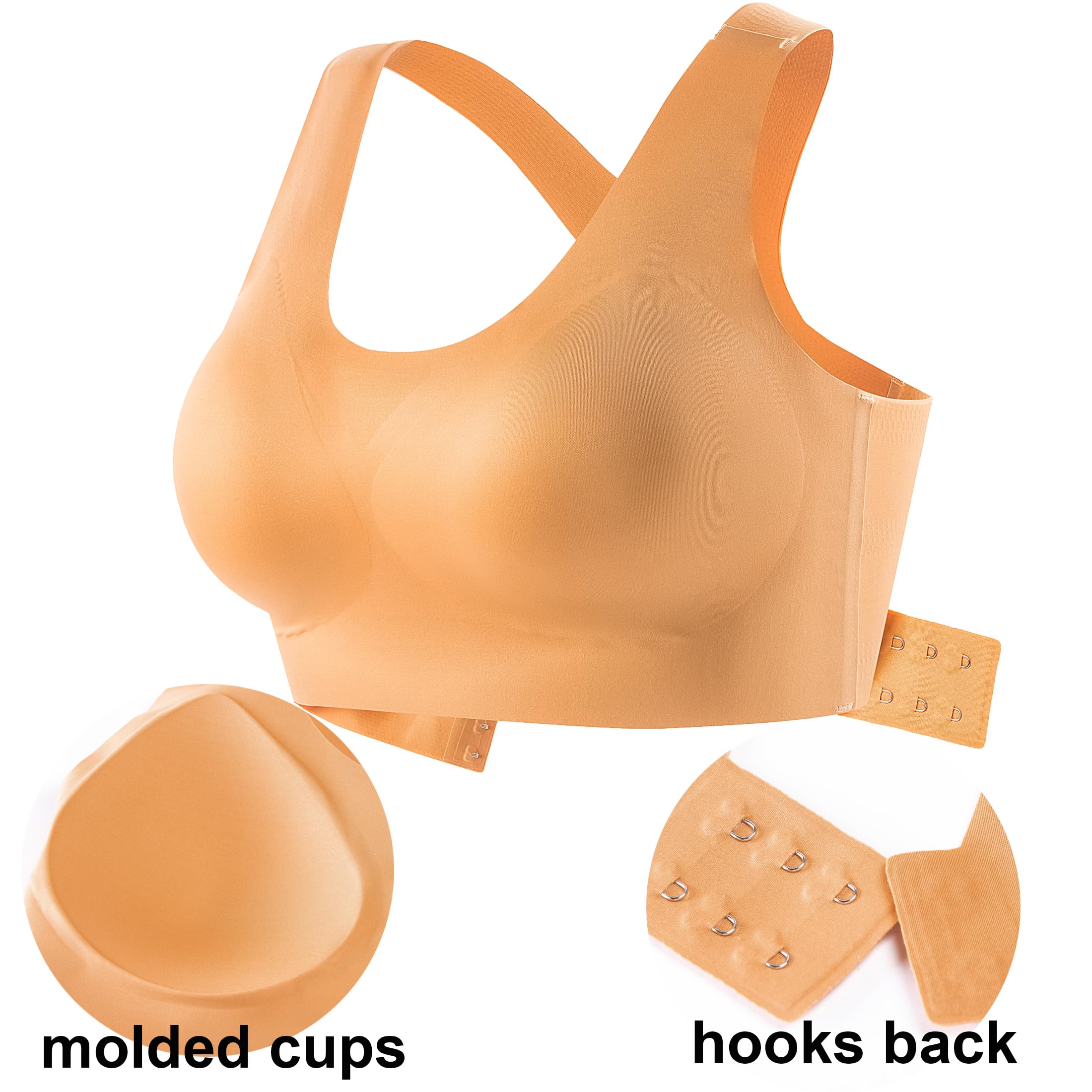 PRETTYWELL Racerback Sports Bras for Women - Non-Removable Padded, Wirefree & Seamless Comfort with Molded Cups | Perfect for Yoga, Running, Gym Workouts & Everyday Wear