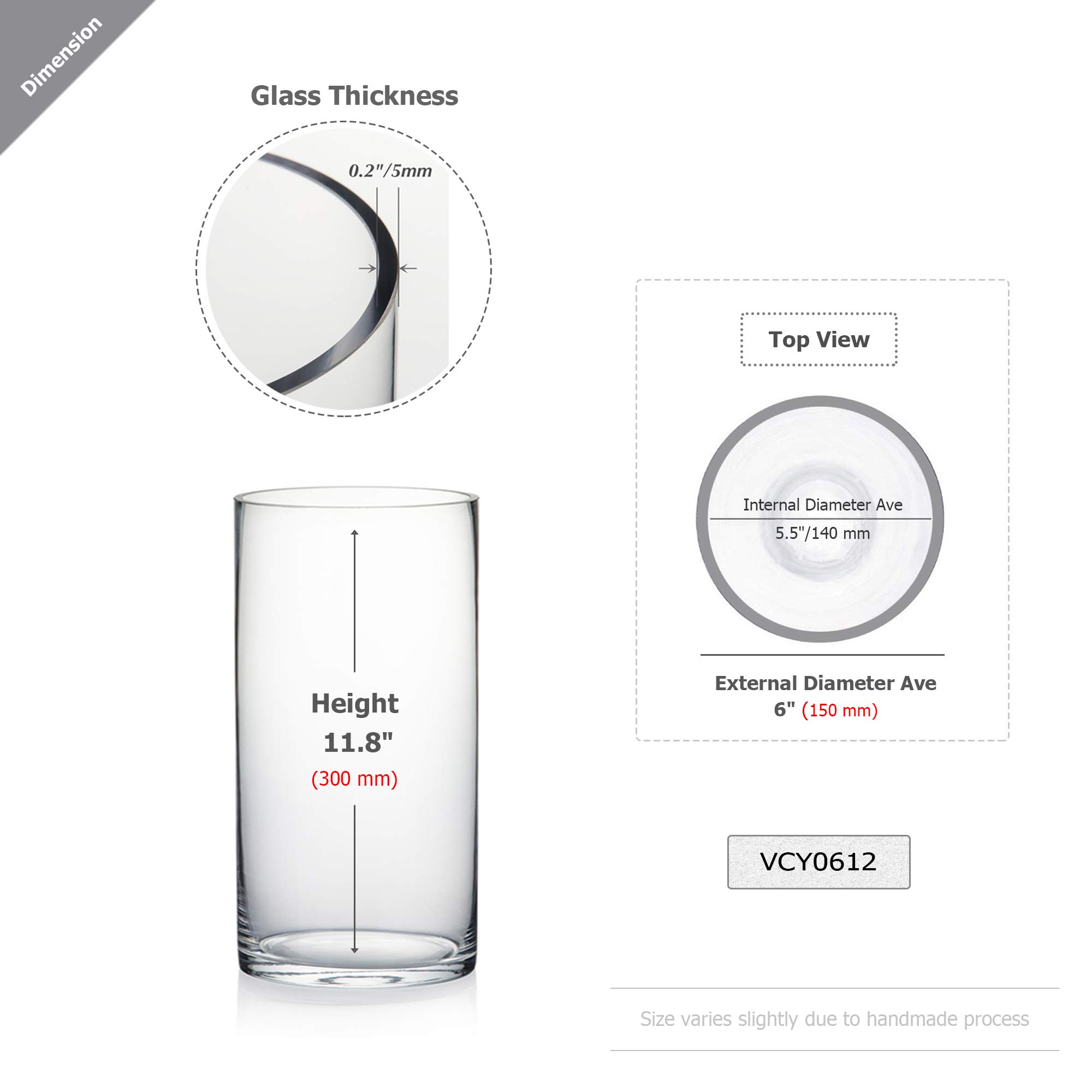 WGV Clear Glass Cylinder Vase Bulk Set - 6