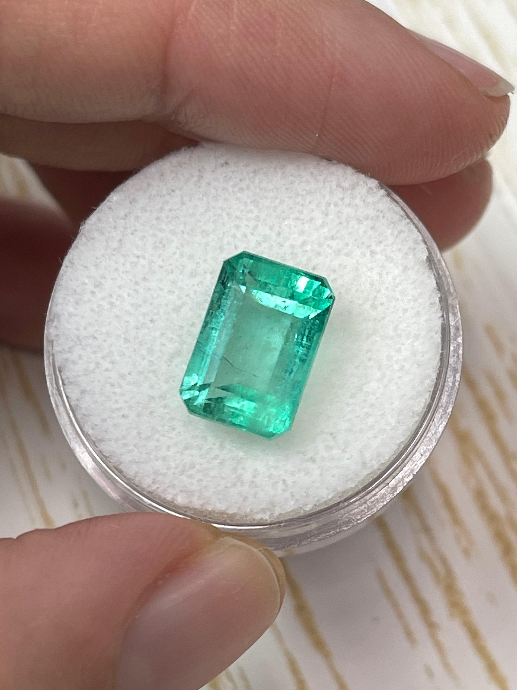 5.55 Carat 12x8mm Pastel Green Natural Loose Colombian Emerald Gemstone - Emerald Cut for Jewelry Making, Engagement Rings & Luxury Gifts