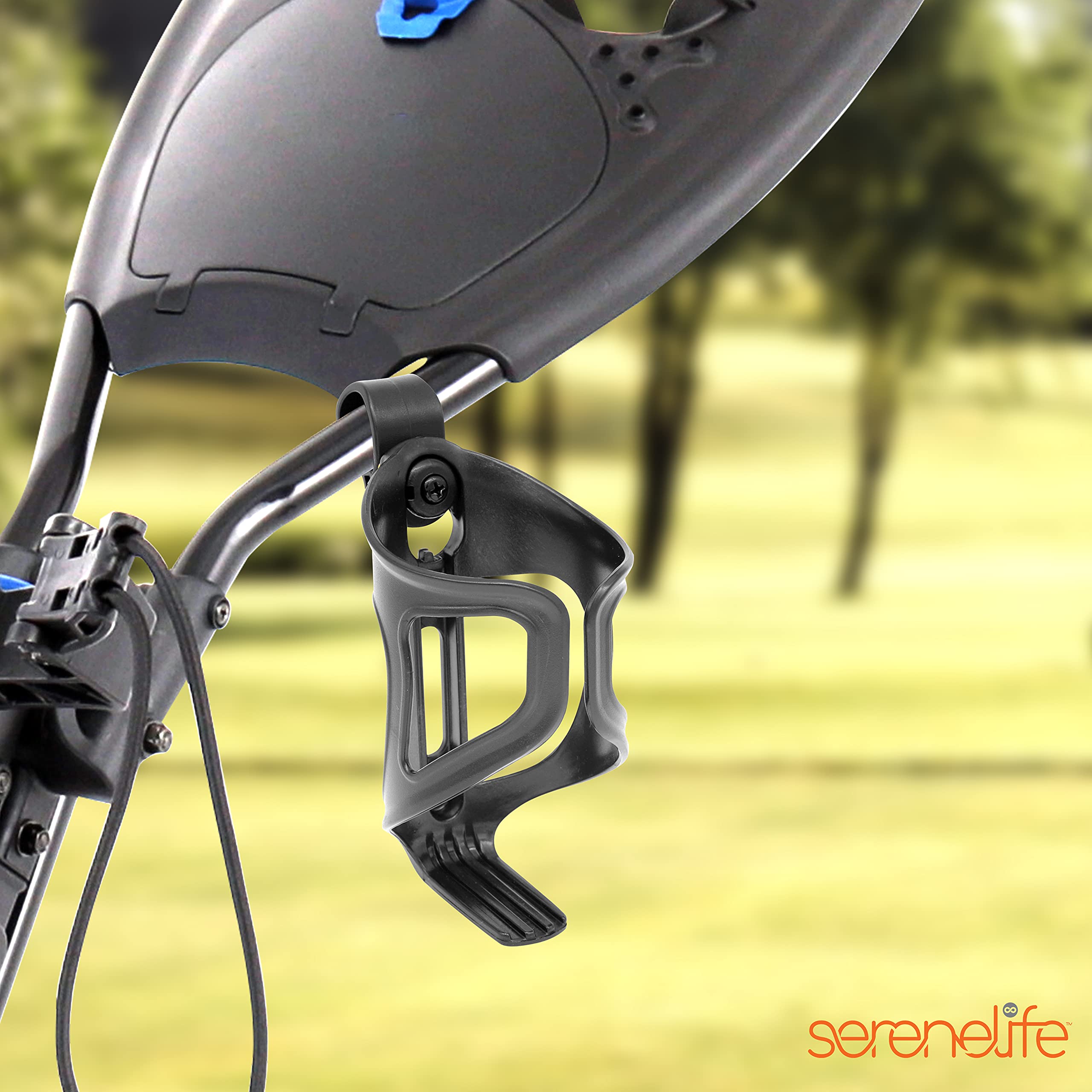 SereneLife Expandable Golf Push Cart Cup Holder - Universal Golf Bag Drink Holder for Bottles, Cans & Coffee Cups (3.5” Diameter) | Golf Accessories for Men | Perfect for Golf Courses, Driving Ranges & Outdoor Sports
