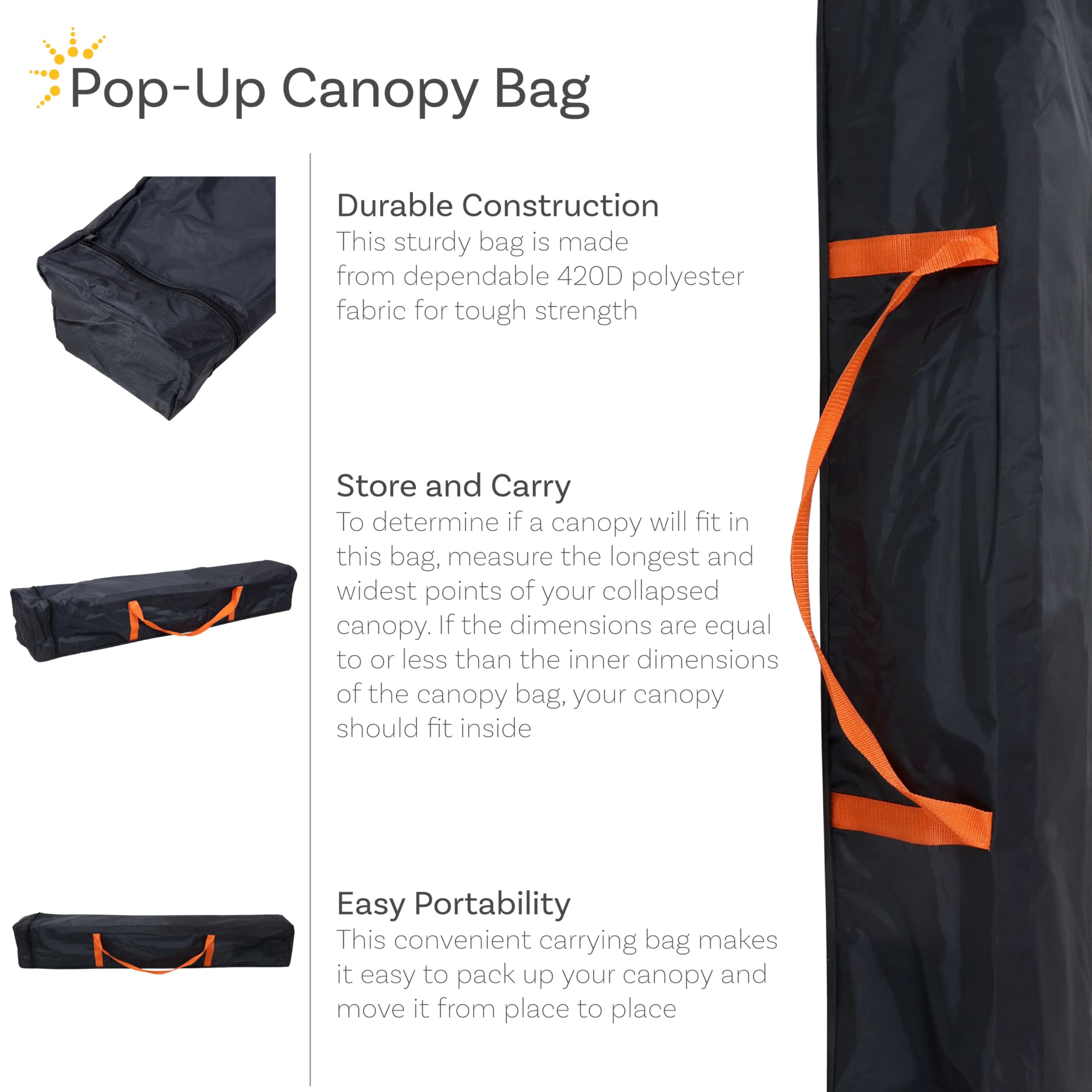 Sunnydaze 420D Polyester Pop-Up Canopy Carrying Bag 7.5