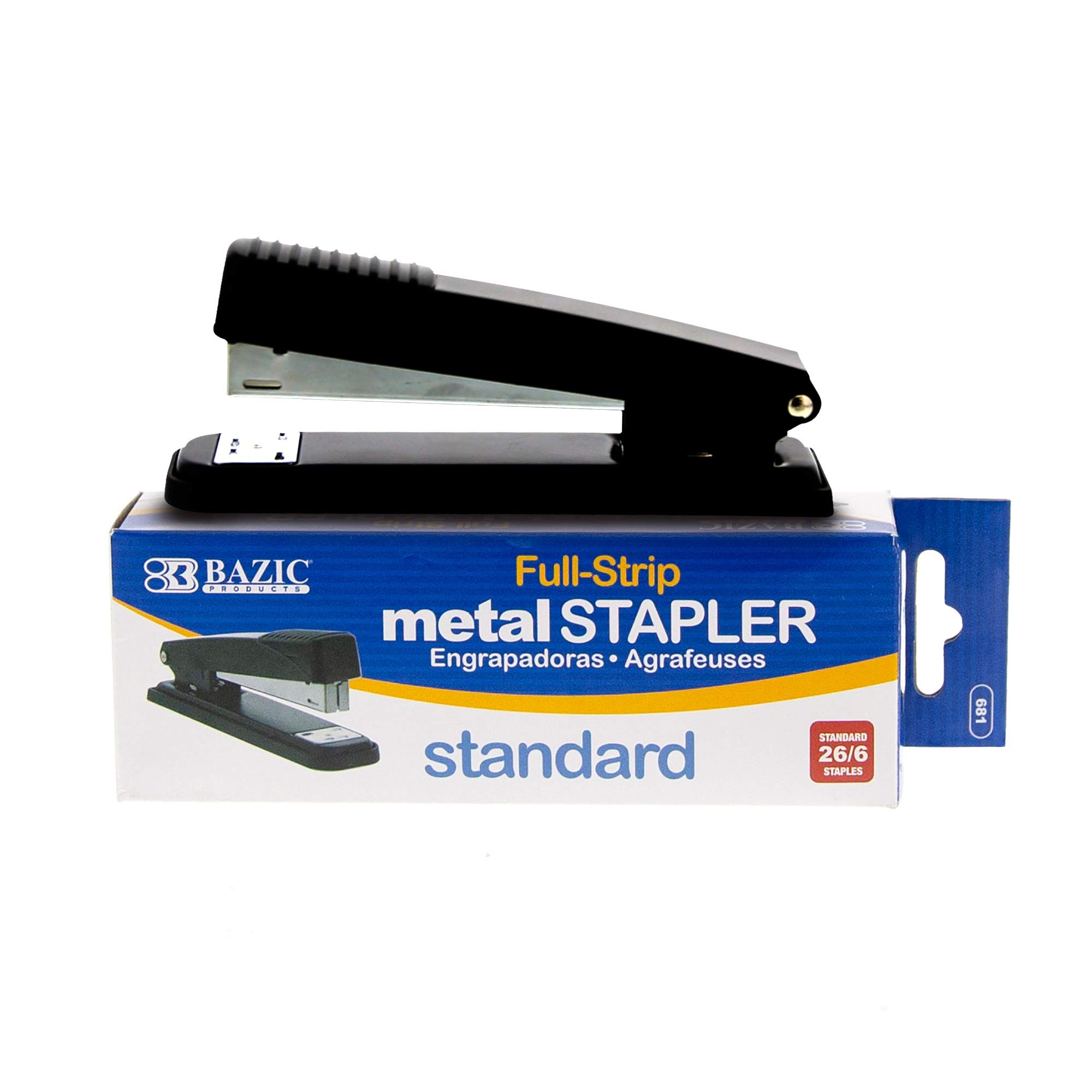 BAZIC Heavy Duty Metal Stapler - Full Strip Desktop Stapler for 25 Sheets, Durable Office & School Supplies (Black, 12-Pack) - Perfect for Home Office, Classroom & Business Use