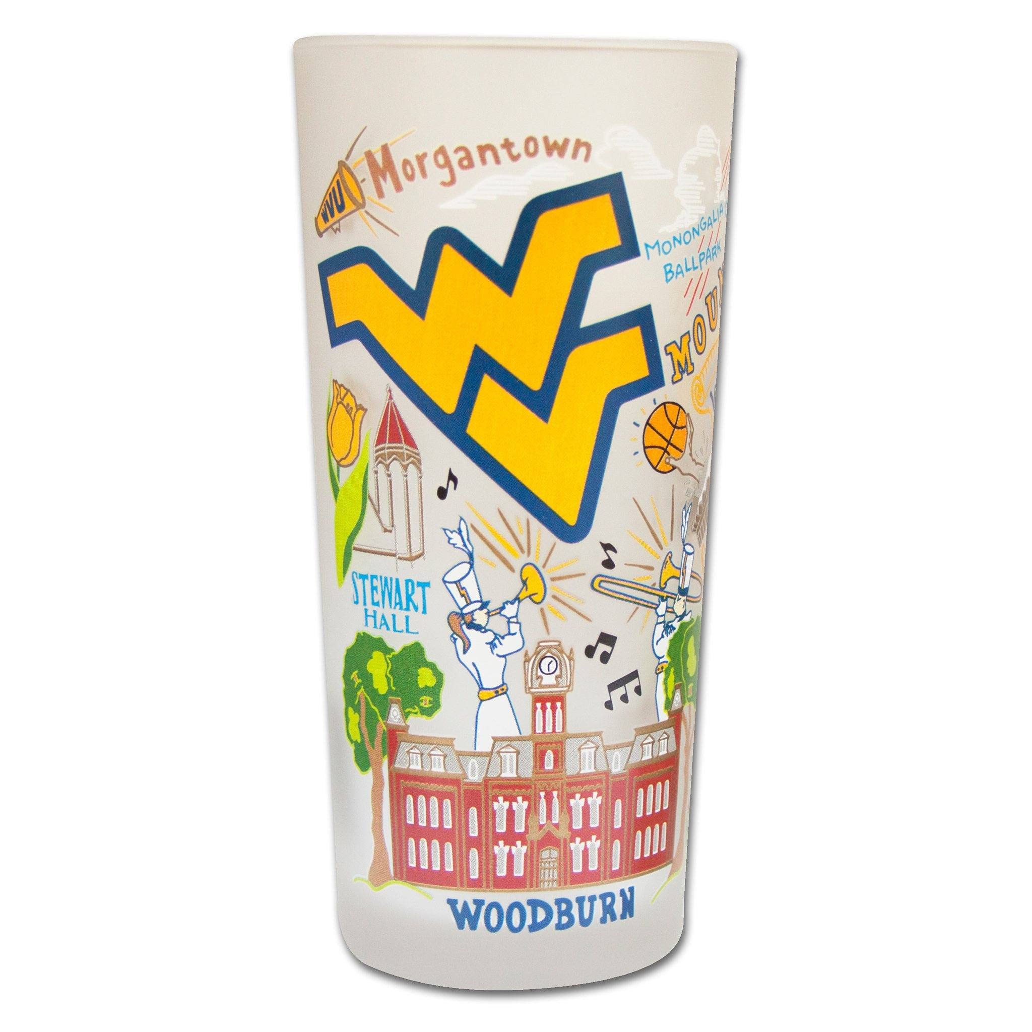 West Virginia University WVU Alumni Glass Cup - 15oz Dishwasher Safe Tumbler for Kitchen, Home & Office Use - Perfect for Beverages, Gifts & Game Day Celebrations